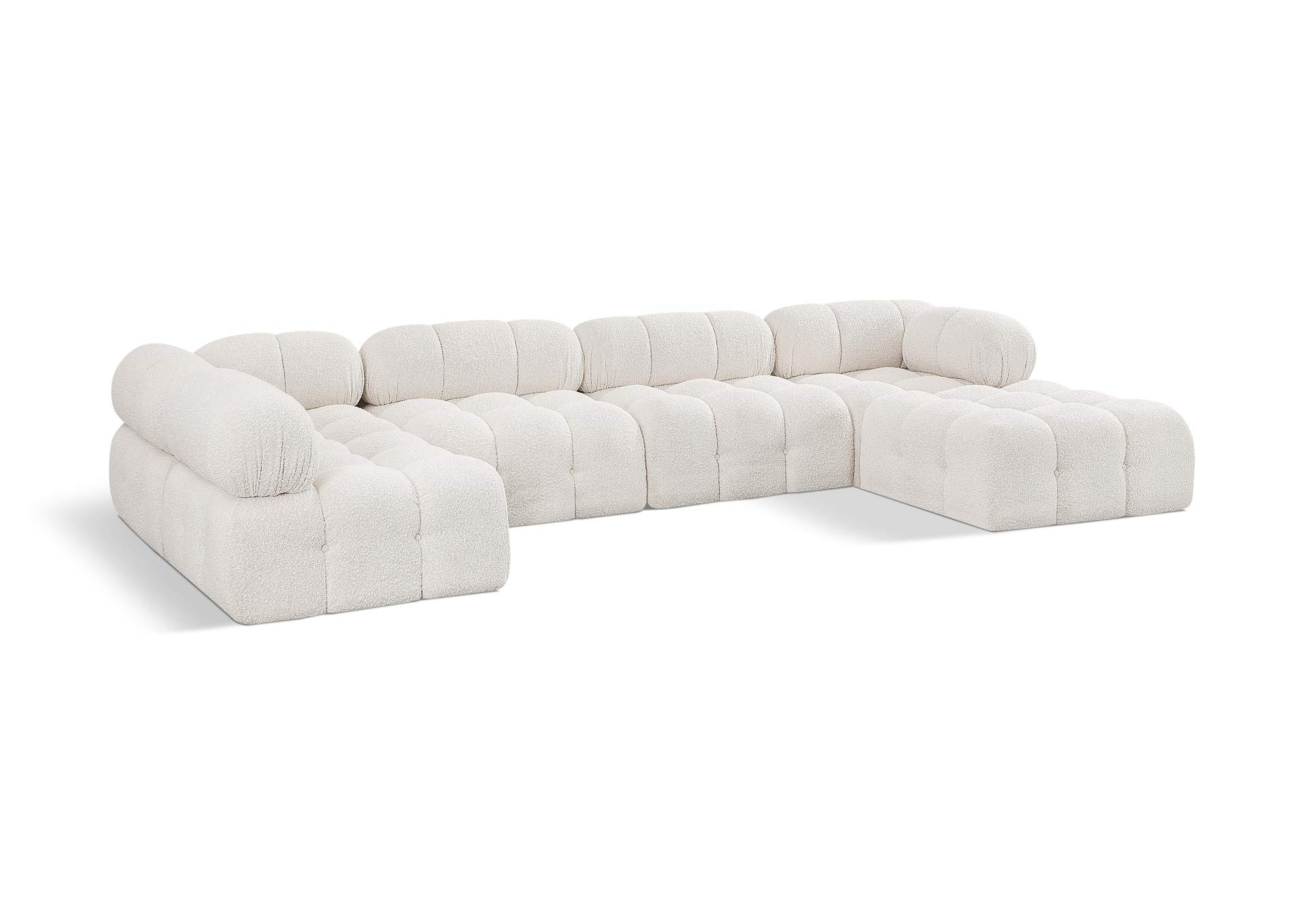 Ames Cream Boucle Fabric Modular Sectional,Meridian Furniture