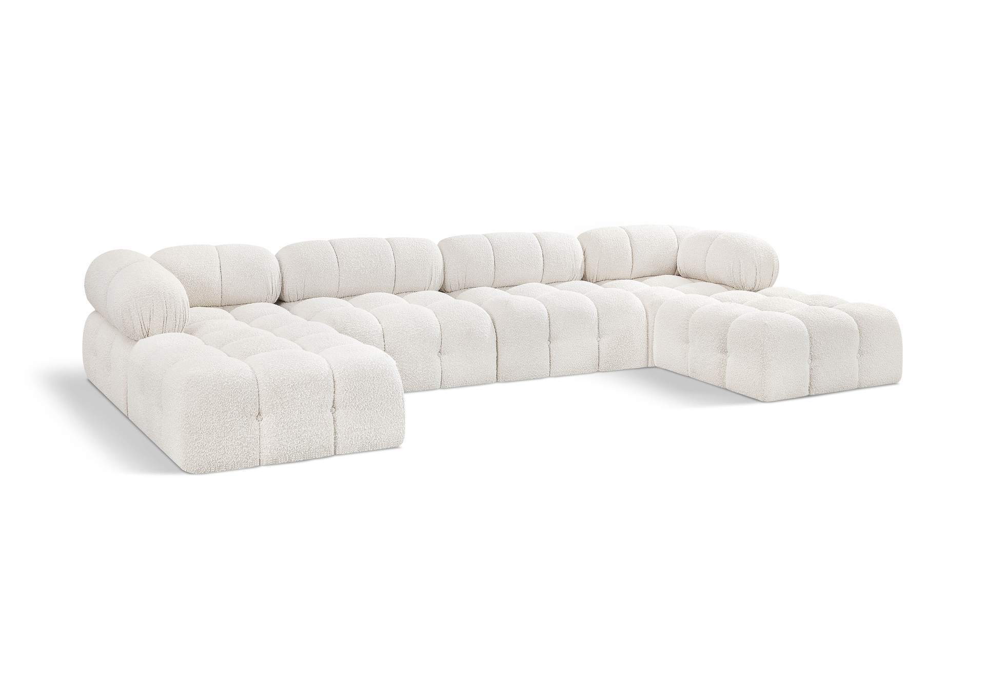 Ames Cream Boucle Fabric Modular Sectional,Meridian Furniture