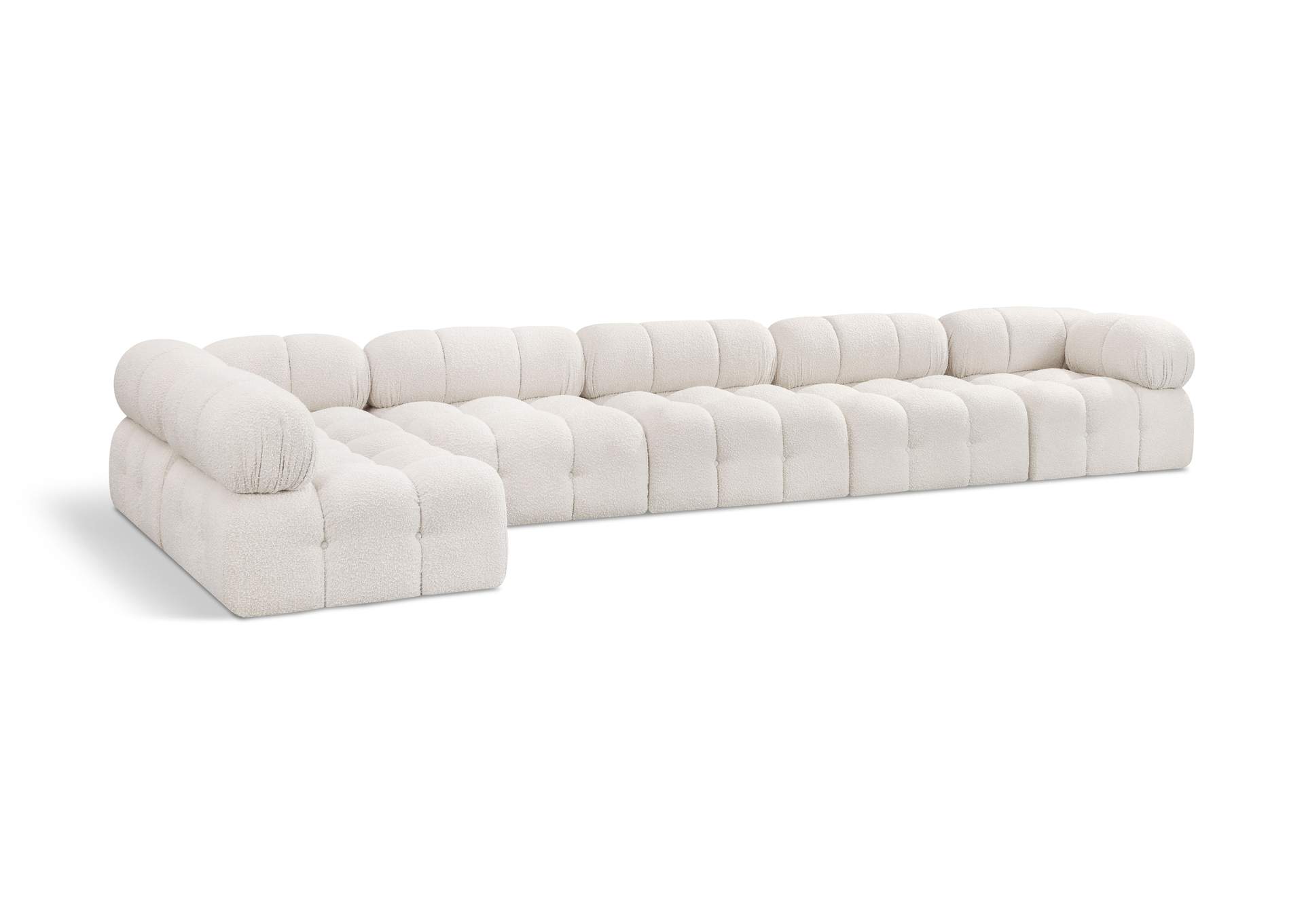 Ames Cream Boucle Fabric Modular Sectional,Meridian Furniture