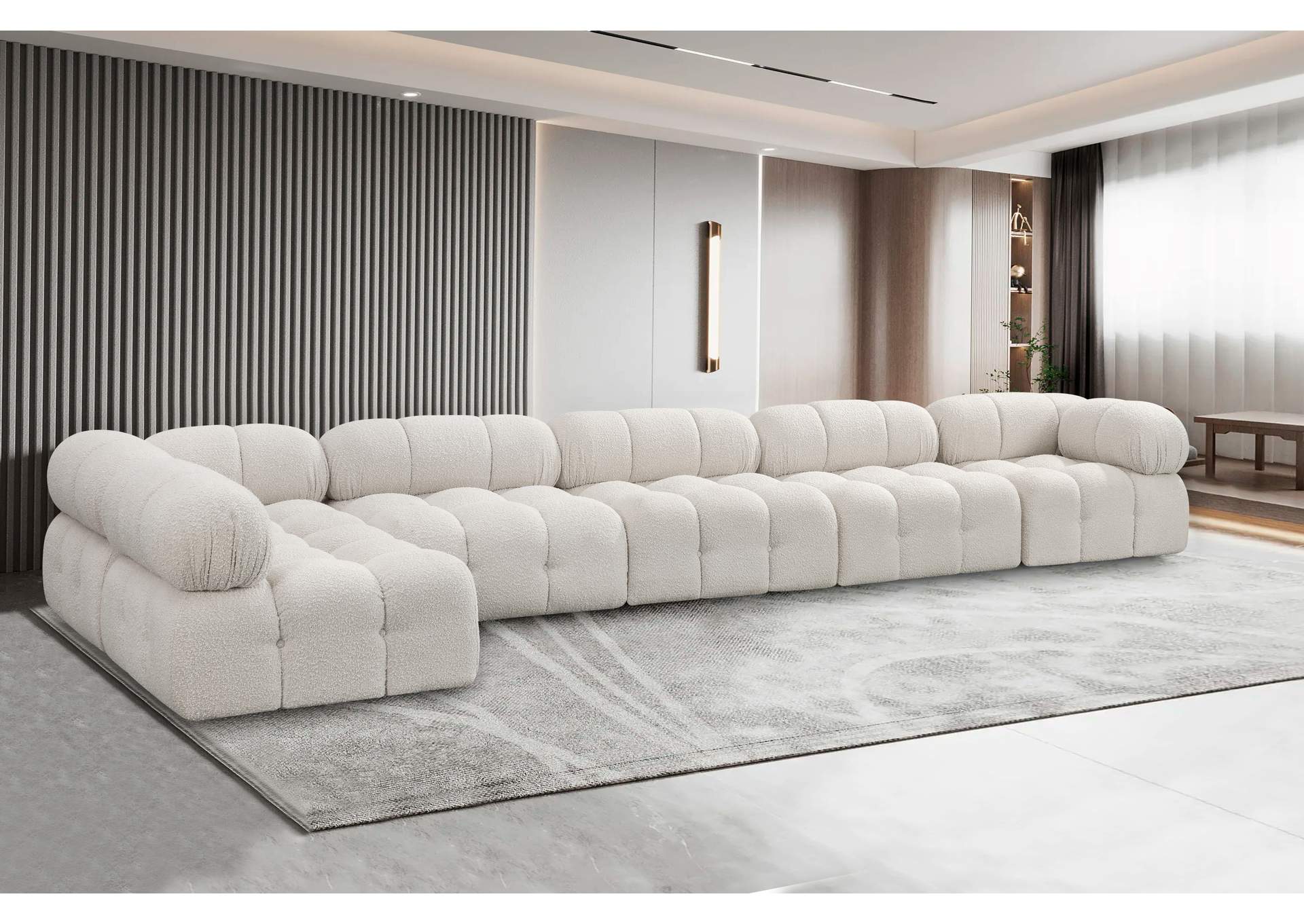 Ames Cream Boucle Fabric Modular Sectional,Meridian Furniture