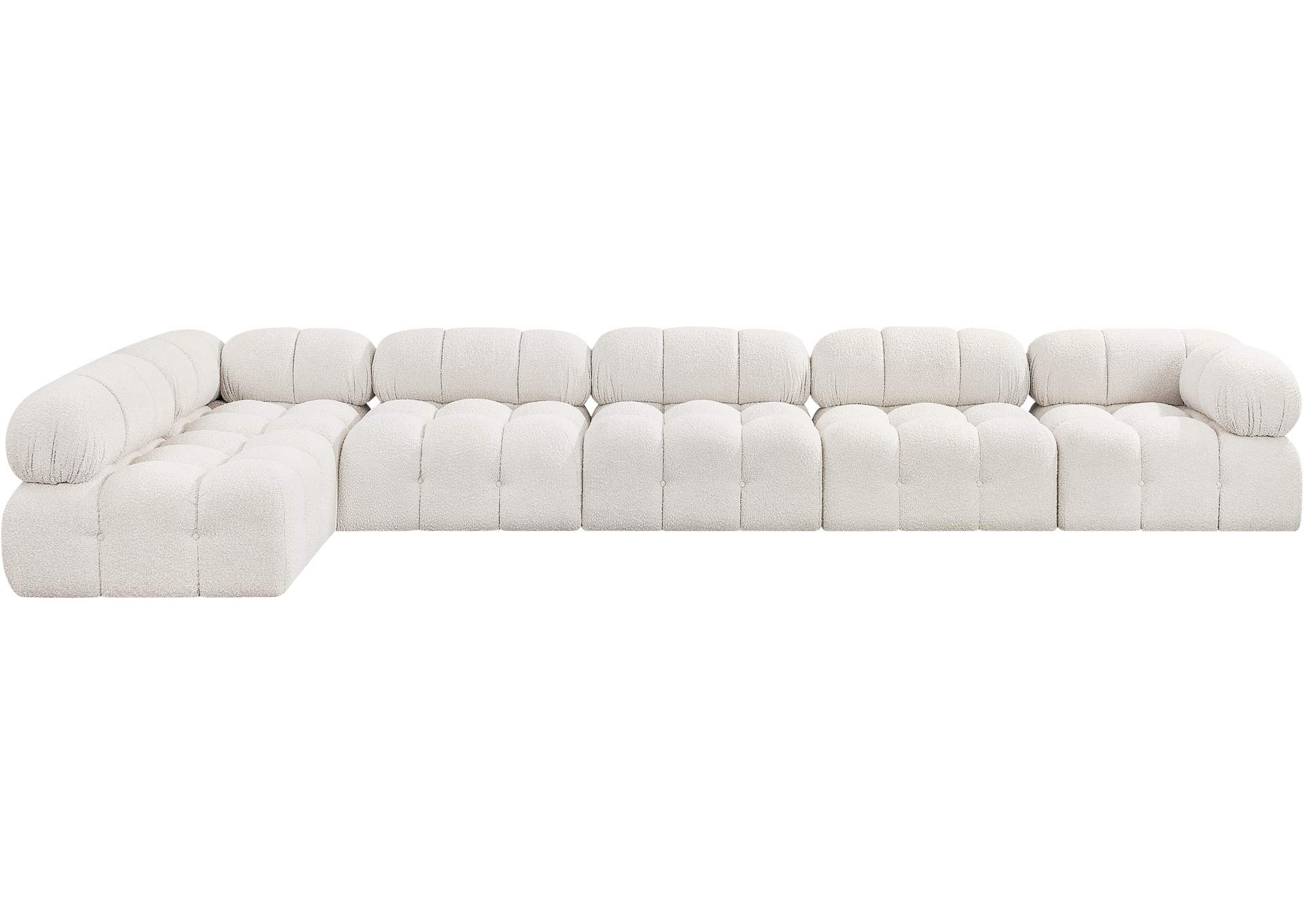 Ames Cream Boucle Fabric Modular Sectional,Meridian Furniture