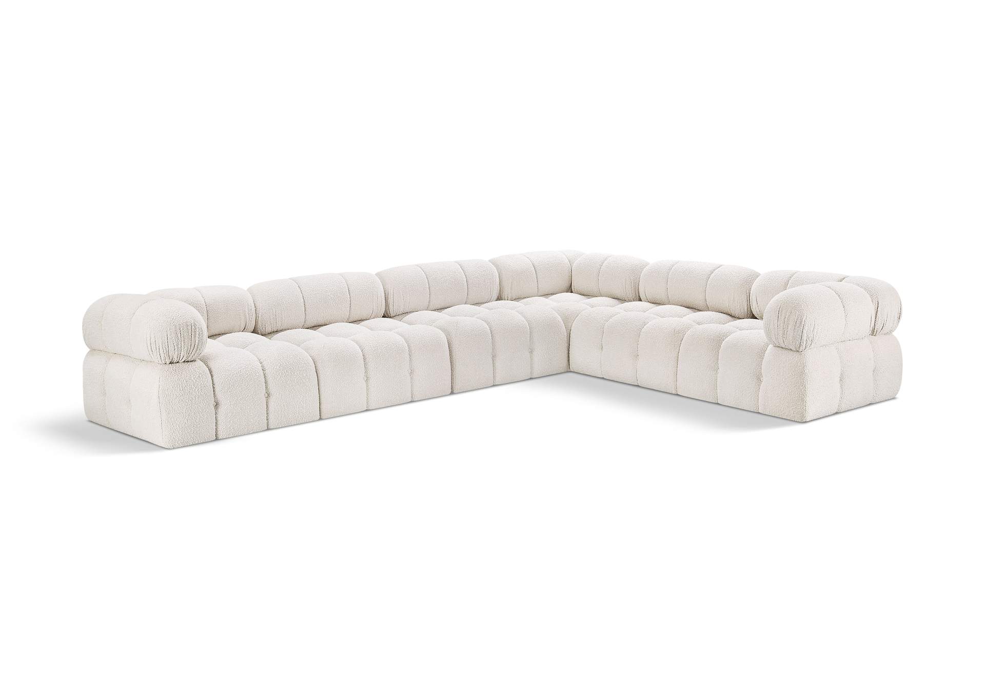 Ames Cream Boucle Fabric Modular Sectional,Meridian Furniture