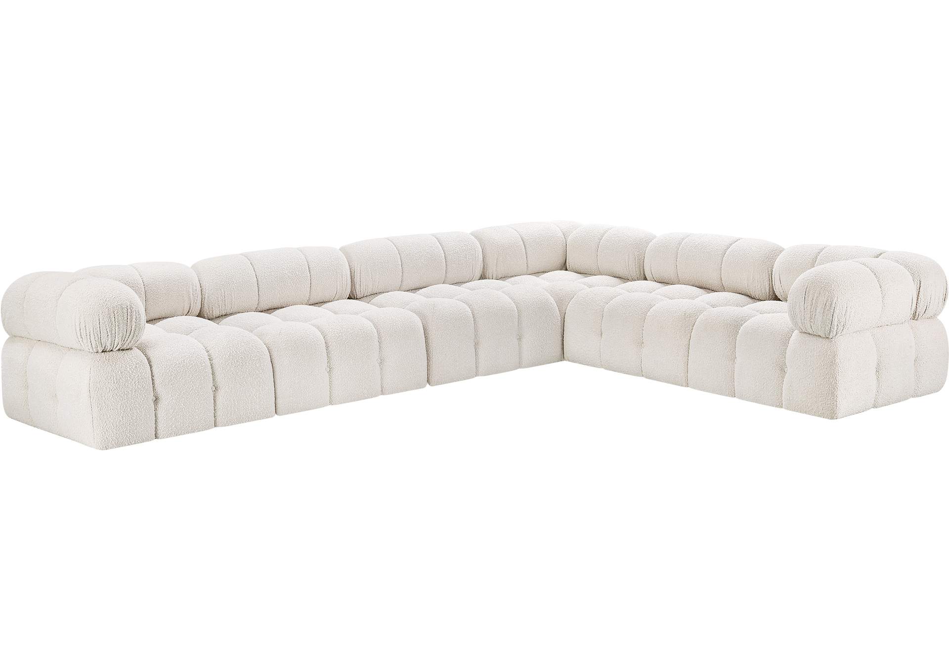 Ames Cream Boucle Fabric Modular Sectional,Meridian Furniture