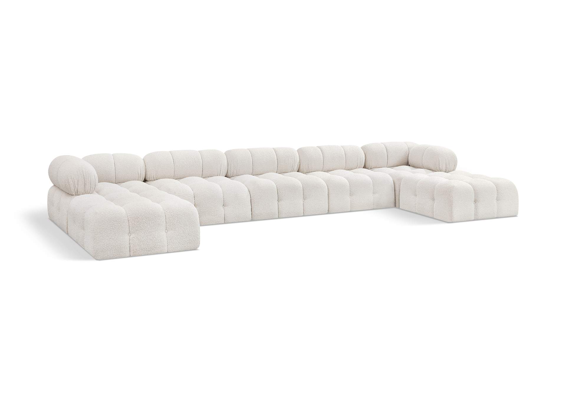 Ames Cream Boucle Fabric Modular Sectional,Meridian Furniture