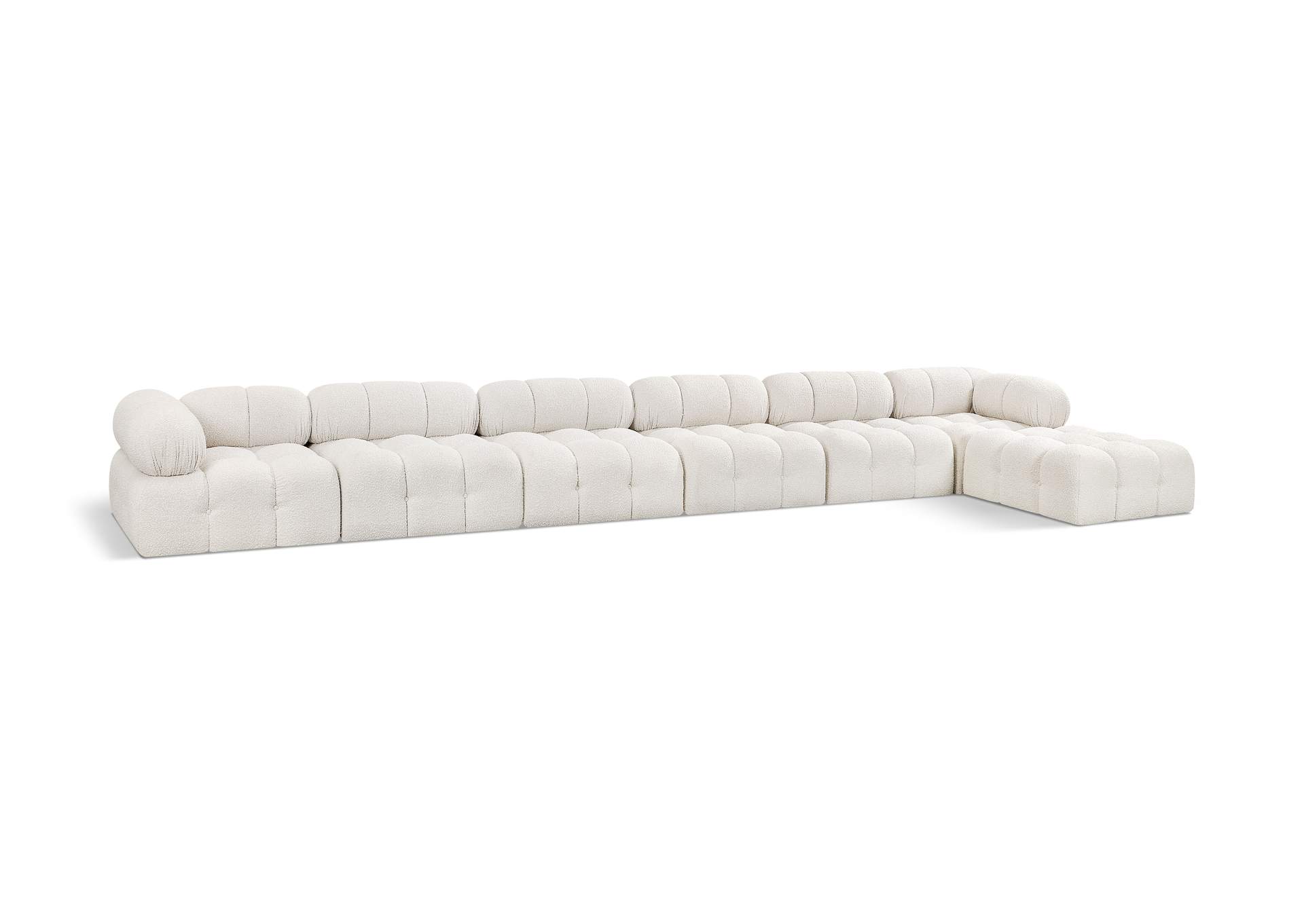 Ames Cream Boucle Fabric Modular Sectional,Meridian Furniture