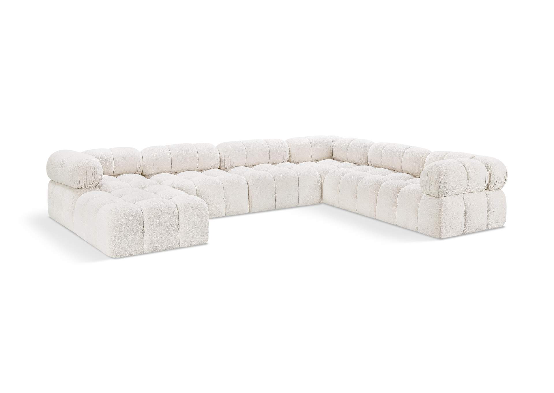 Ames Cream Boucle Fabric Modular Sectional,Meridian Furniture
