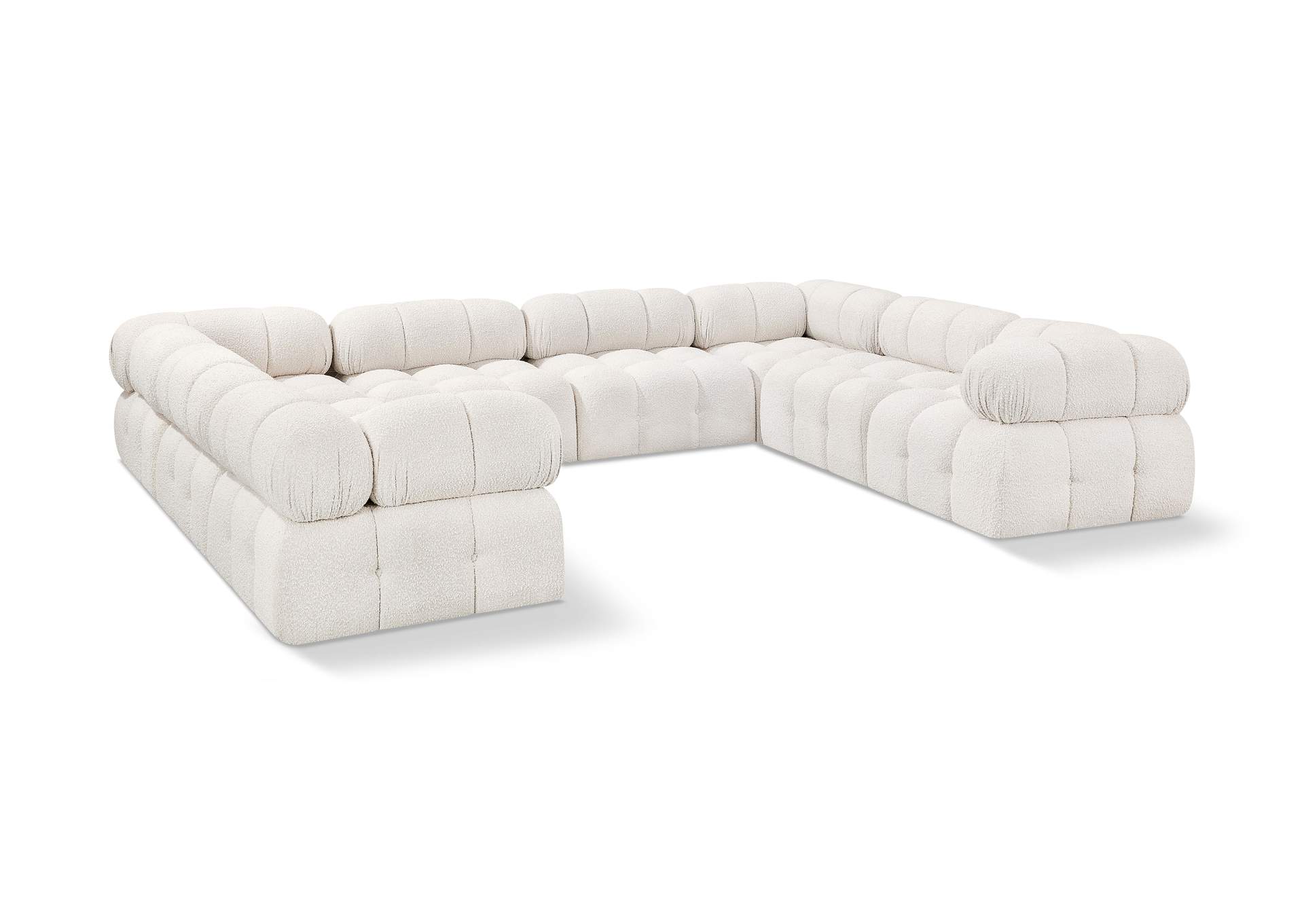 Ames Cream Boucle Fabric Modular Sectional,Meridian Furniture