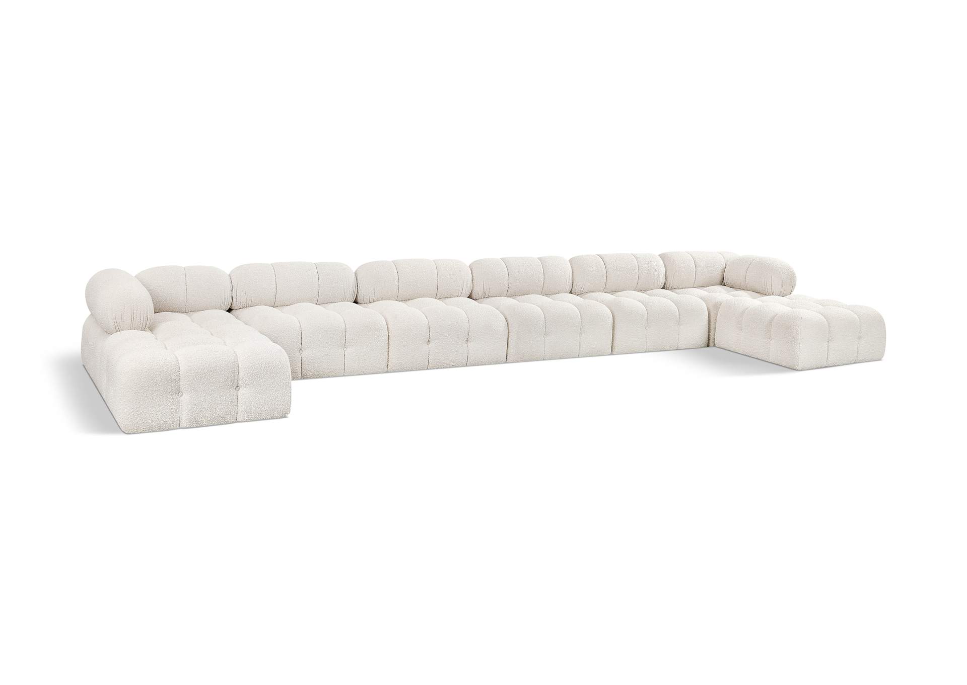 Ames Cream Boucle Fabric Modular Sectional,Meridian Furniture