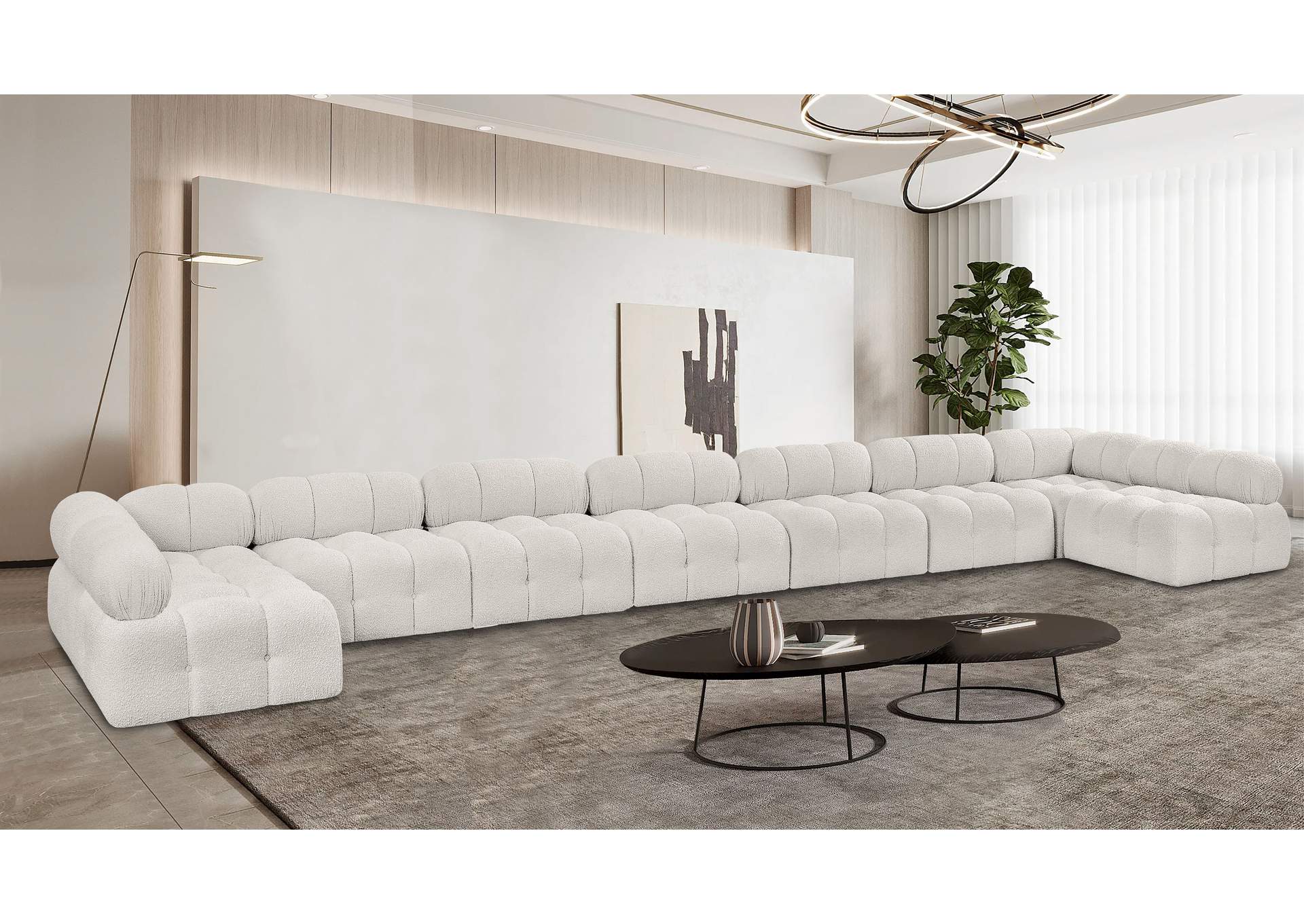 Ames Cream Boucle Fabric Modular Sectional,Meridian Furniture