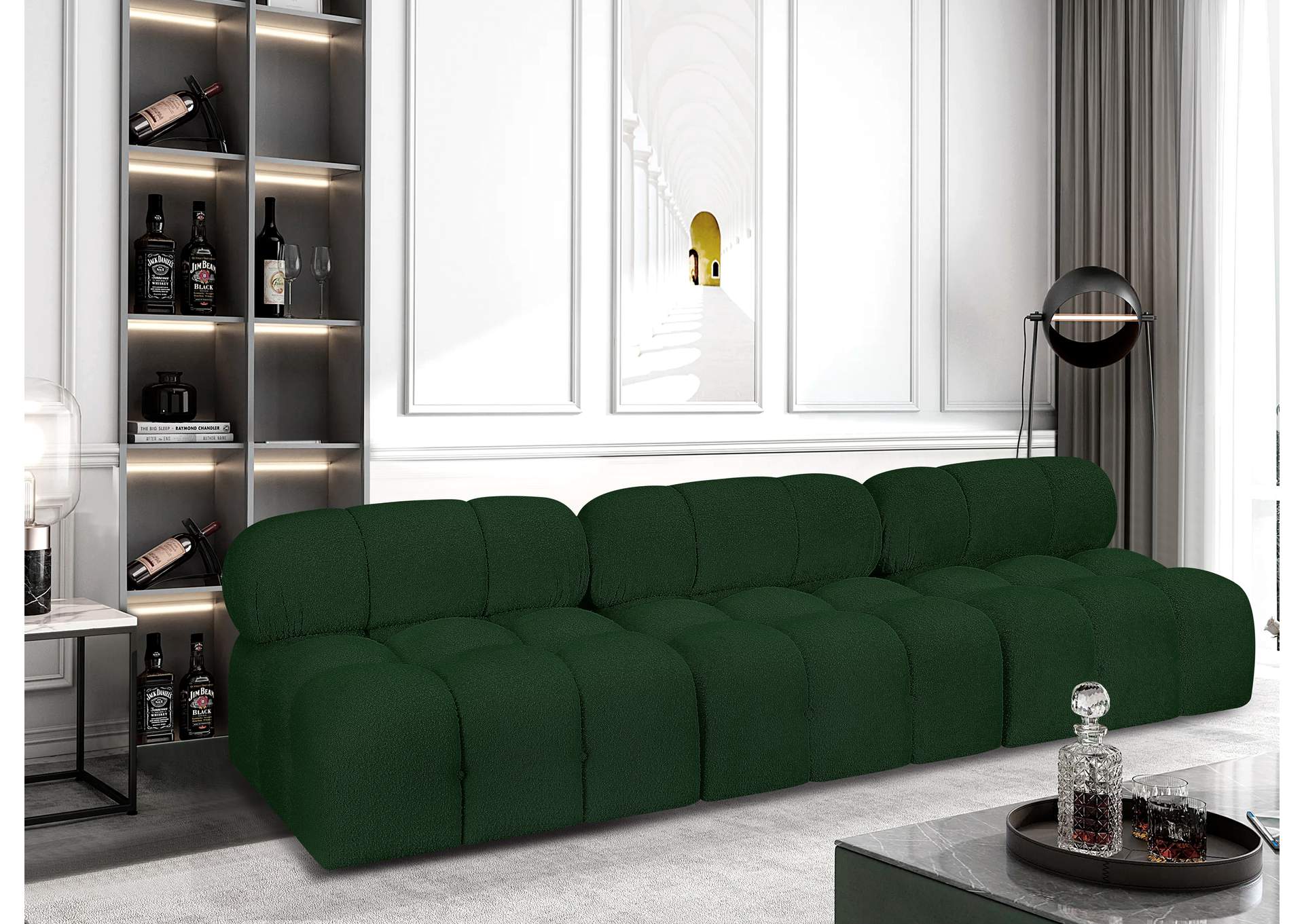 Ames Green Boucle Fabric Modular Sofa,Meridian Furniture