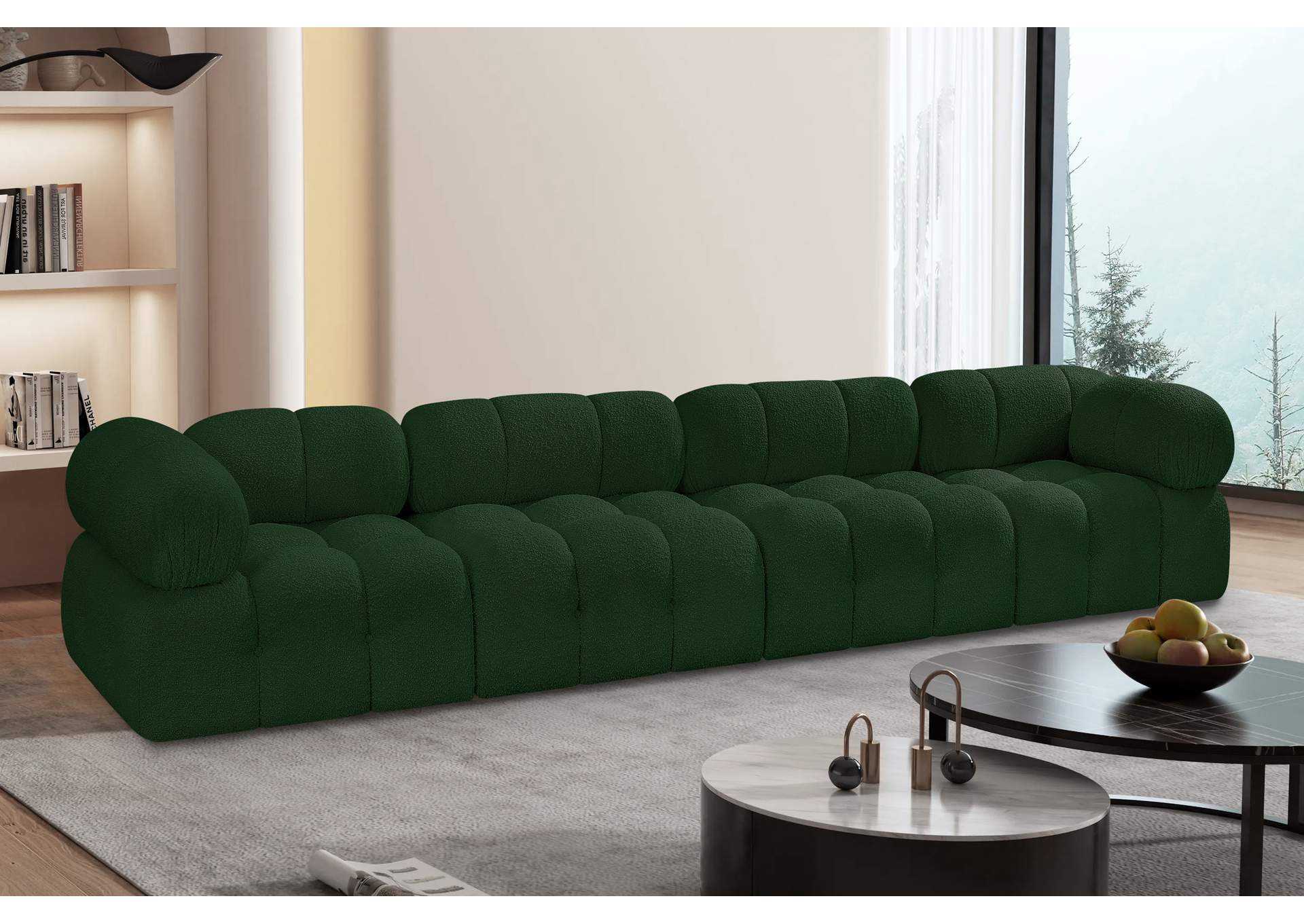 Ames Green Boucle Fabric Modular Sofa,Meridian Furniture