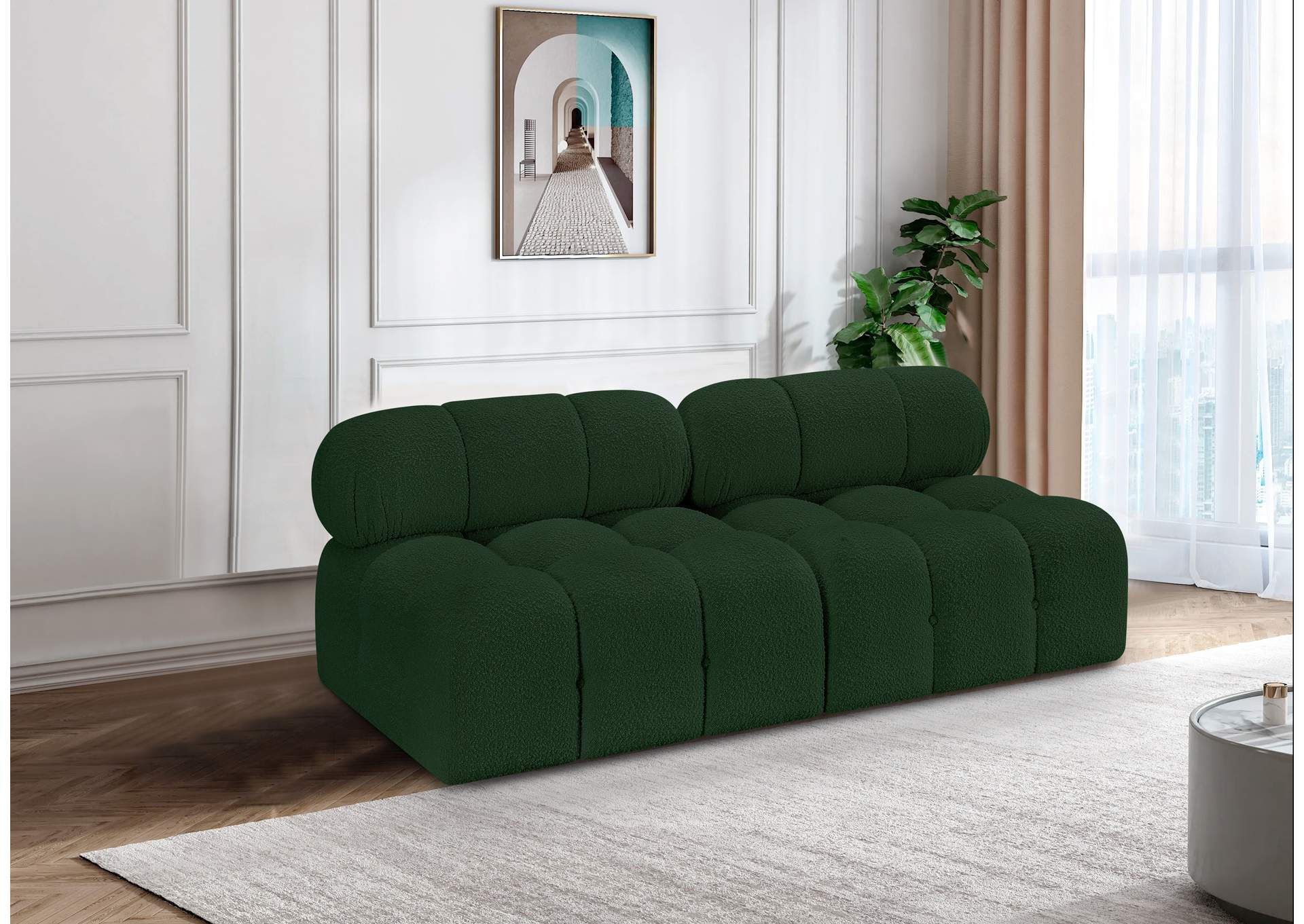 Ames Green Boucle Fabric Modular Sofa,Meridian Furniture