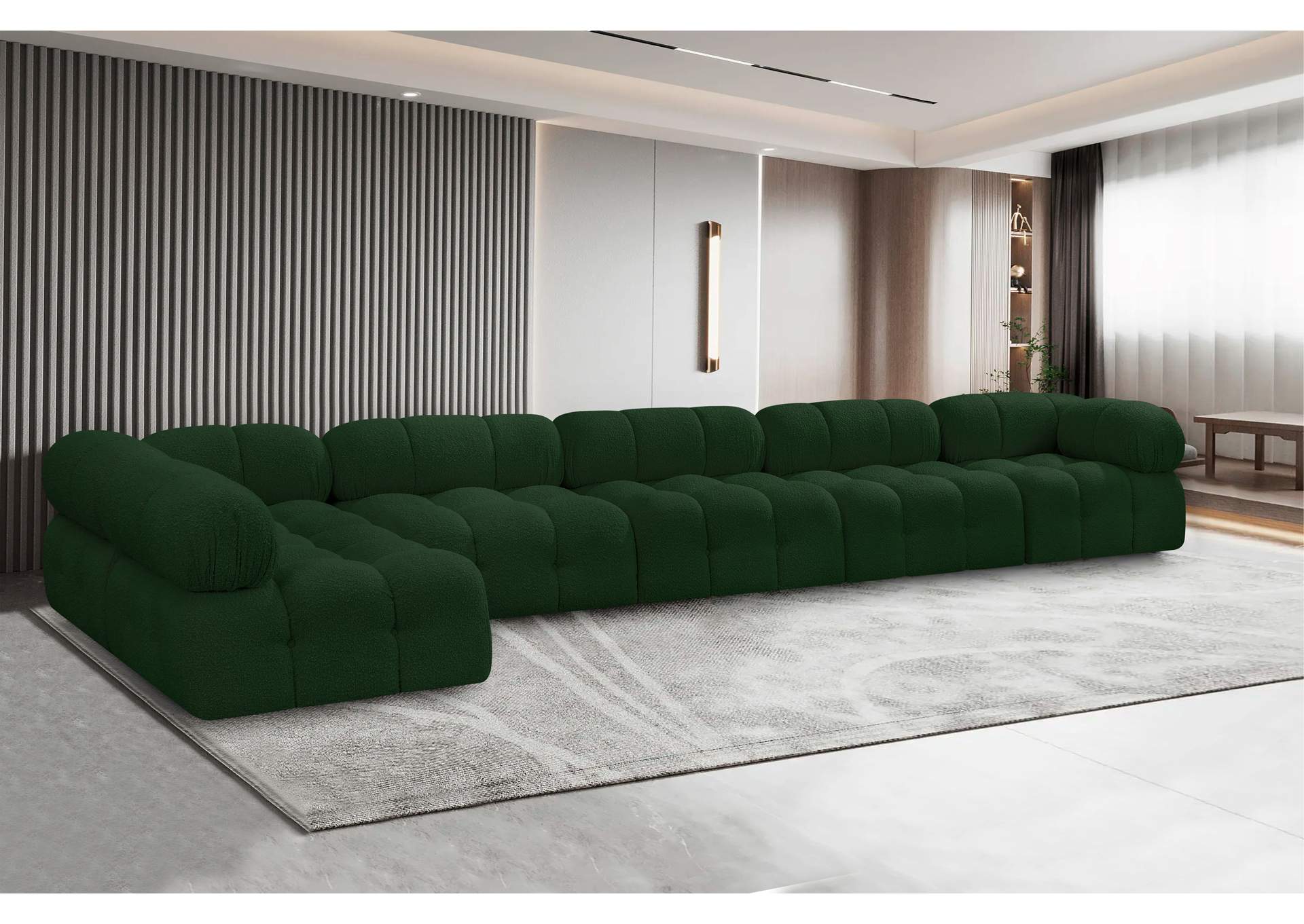 Ames Green Boucle Fabric Modular Sectional,Meridian Furniture