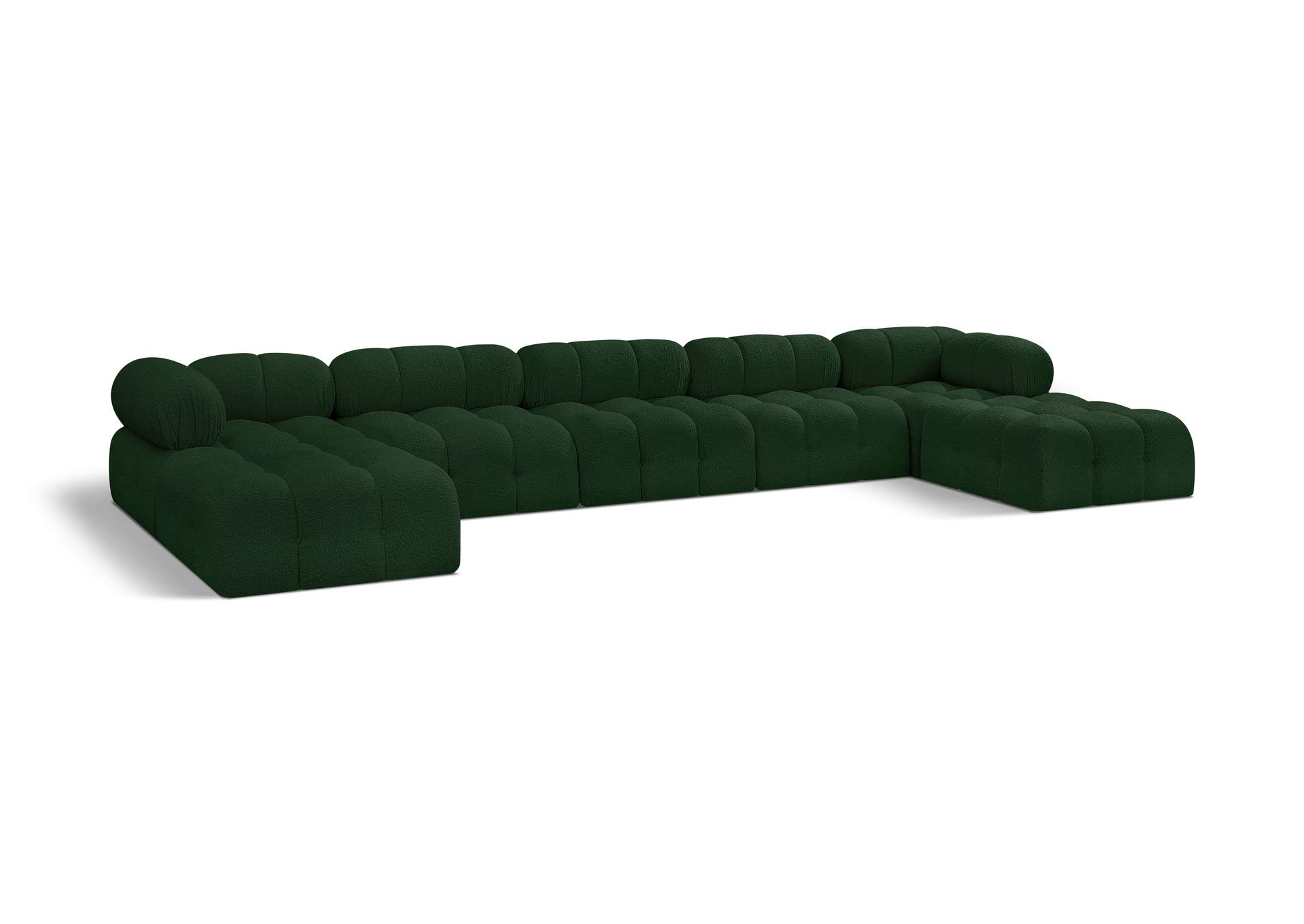 Ames Green Boucle Fabric Modular Sectional,Meridian Furniture