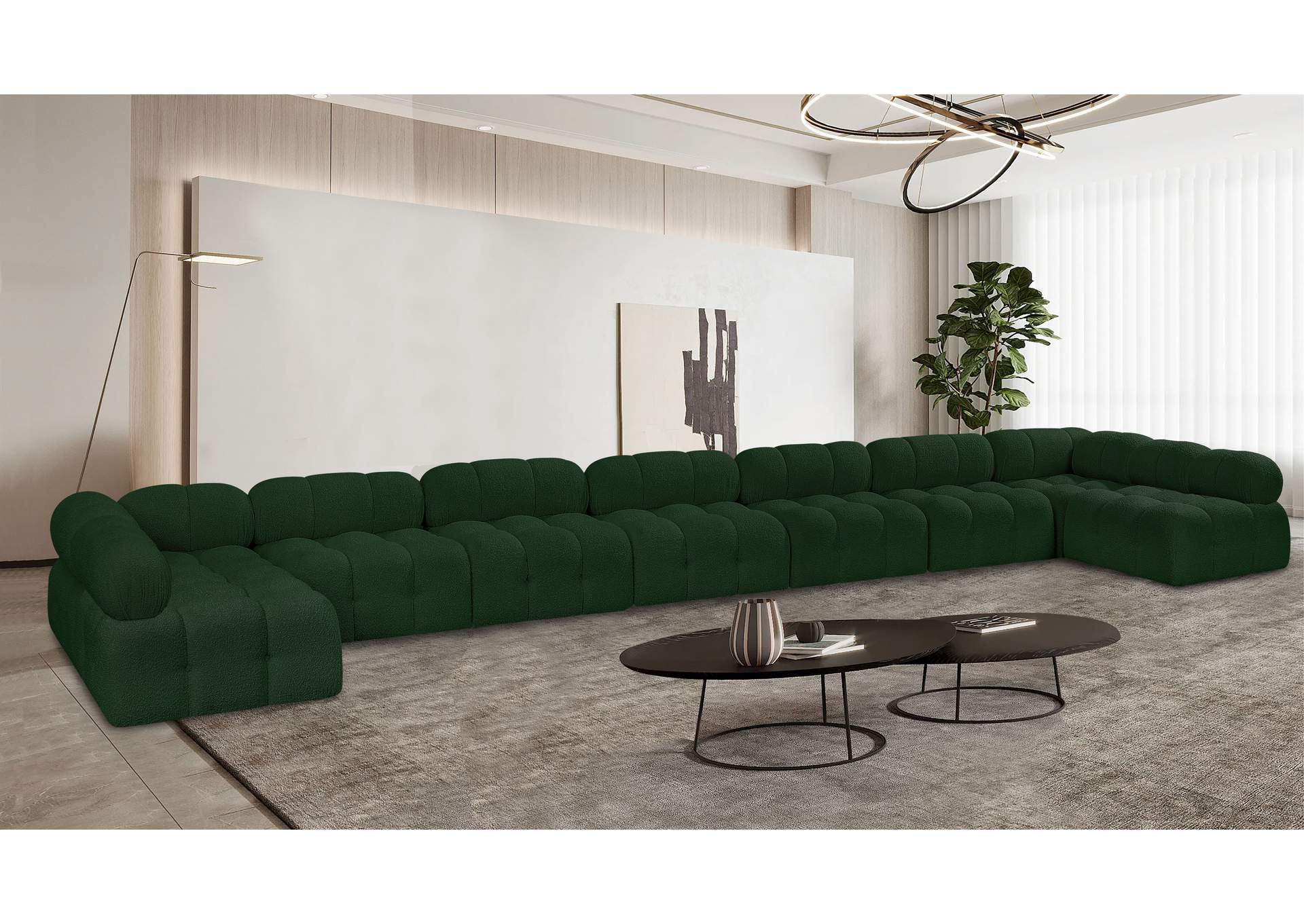 Ames Green Boucle Fabric Modular Sectional,Meridian Furniture