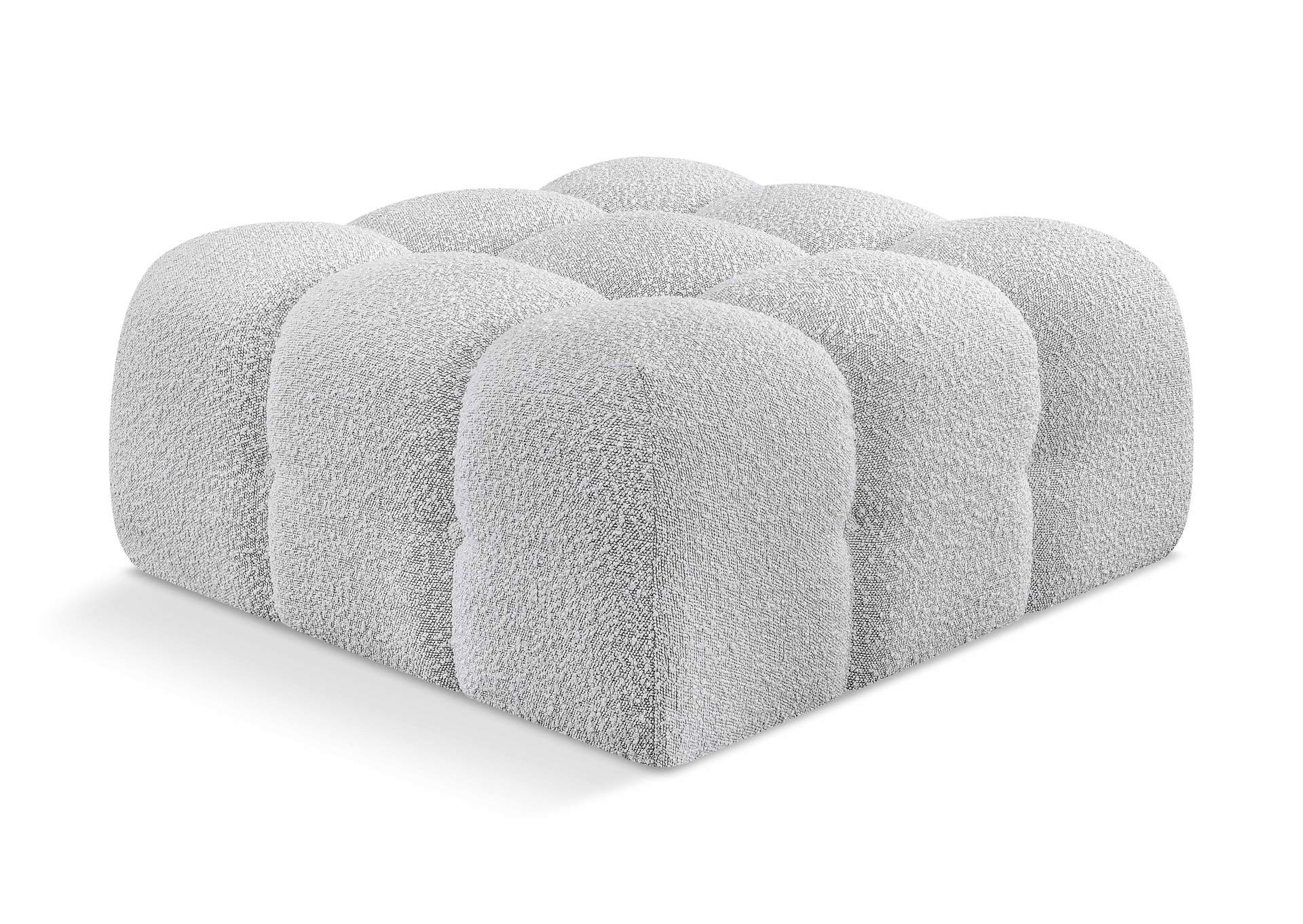 Ames Grey Boucle Fabric Ottoman,Meridian Furniture