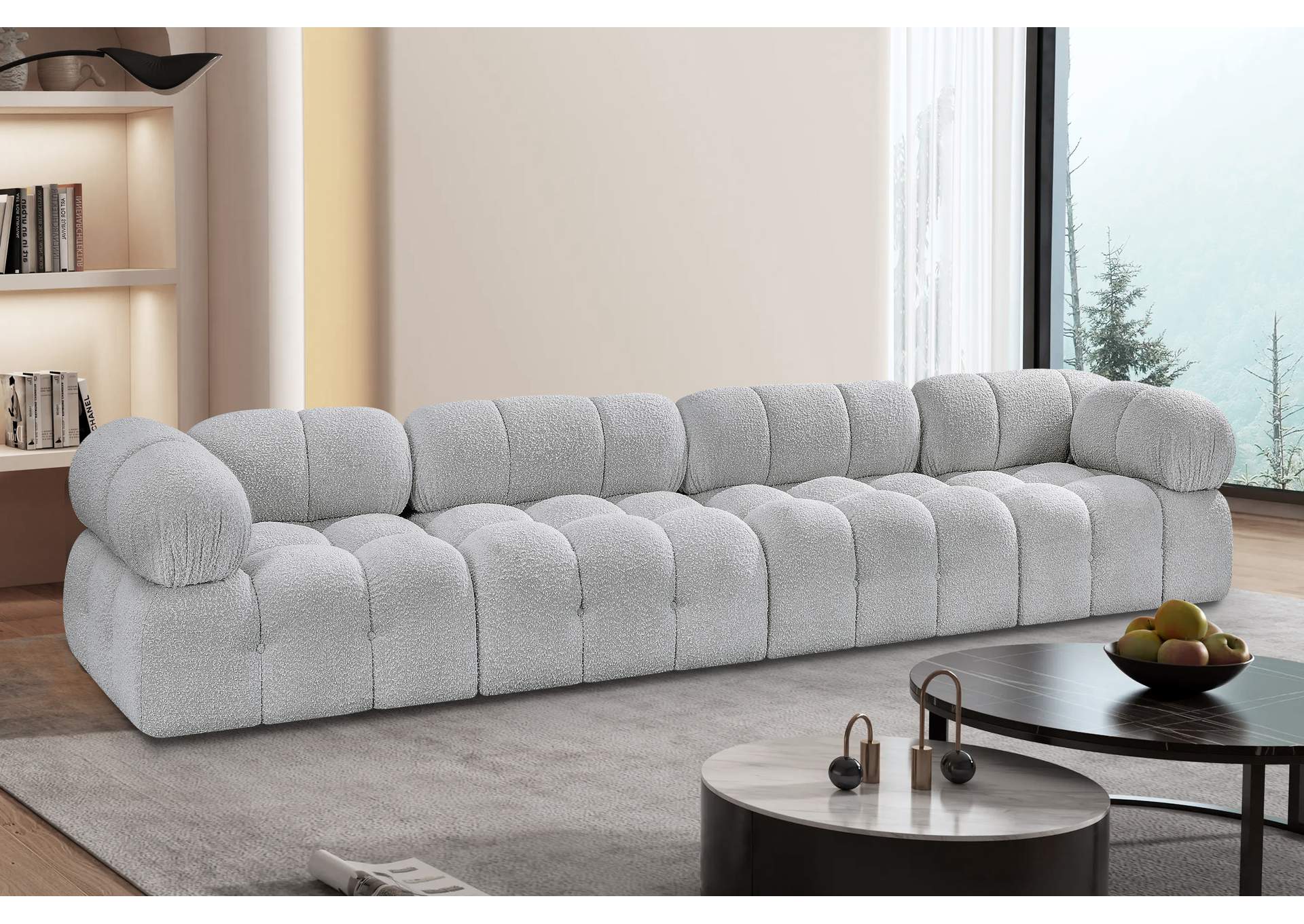 Ames Grey Boucle Fabric Modular Sofa,Meridian Furniture