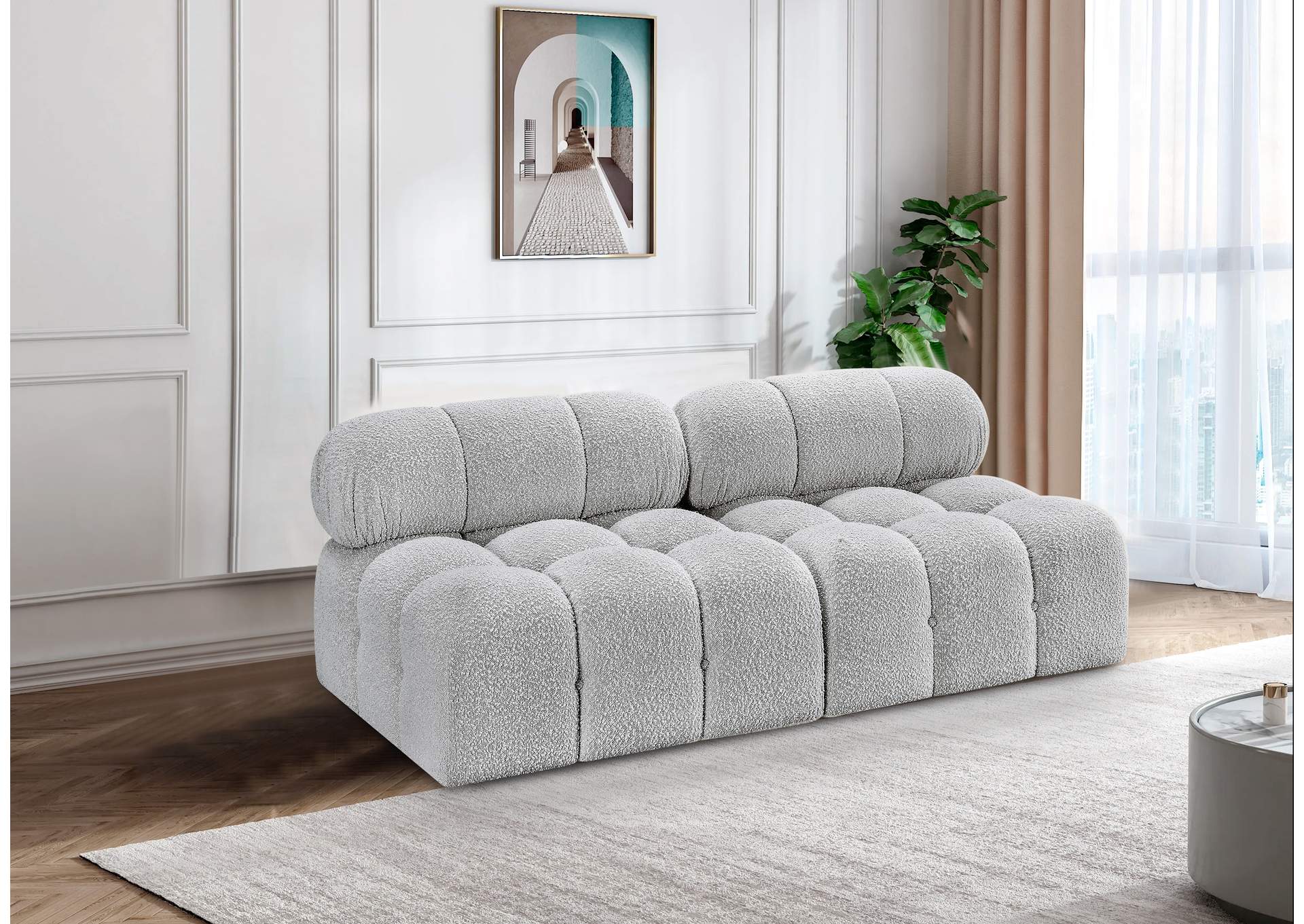 Ames Grey Boucle Fabric Modular Sofa,Meridian Furniture