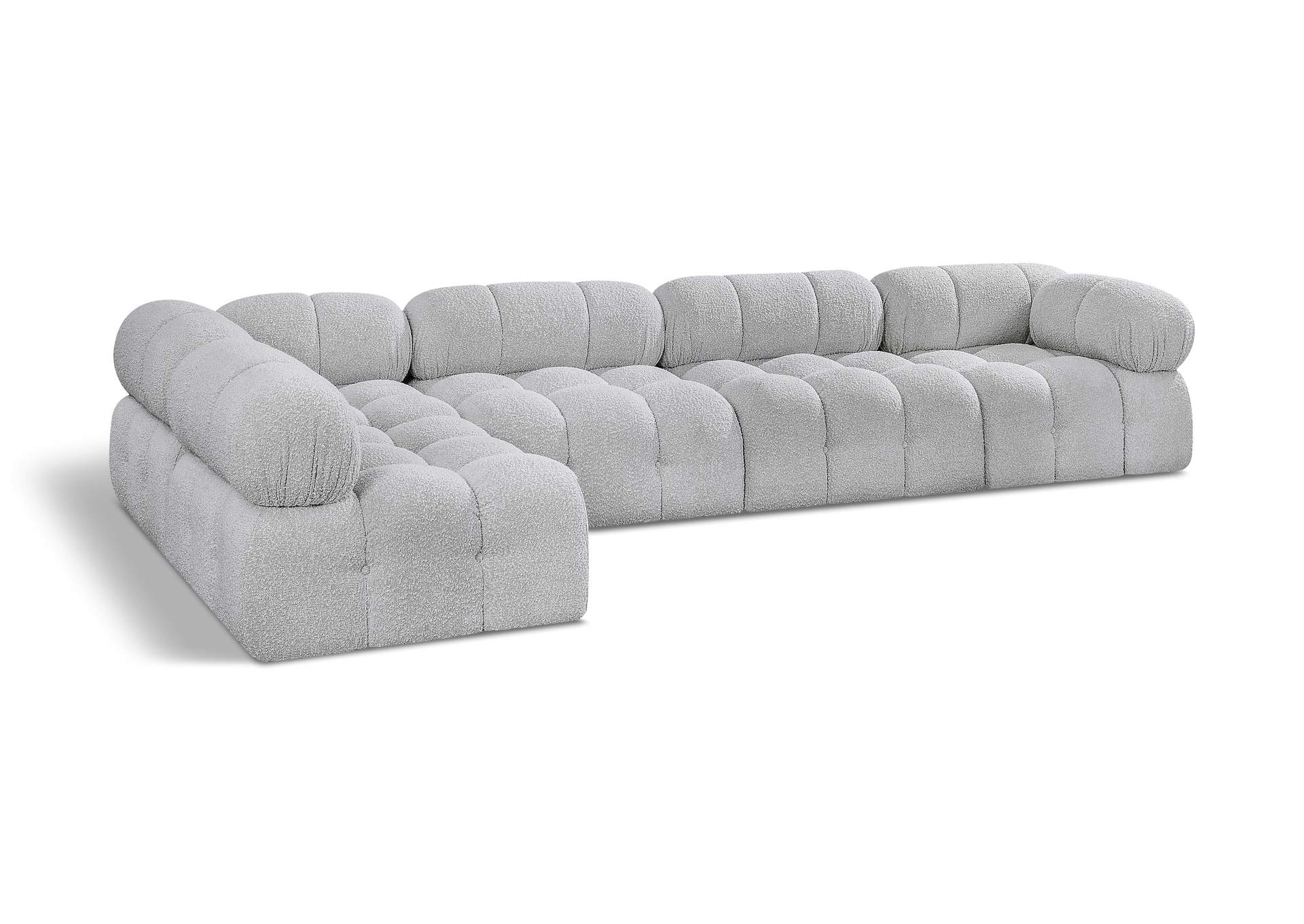 Ames Grey Boucle Fabric Modular Sectional,Meridian Furniture