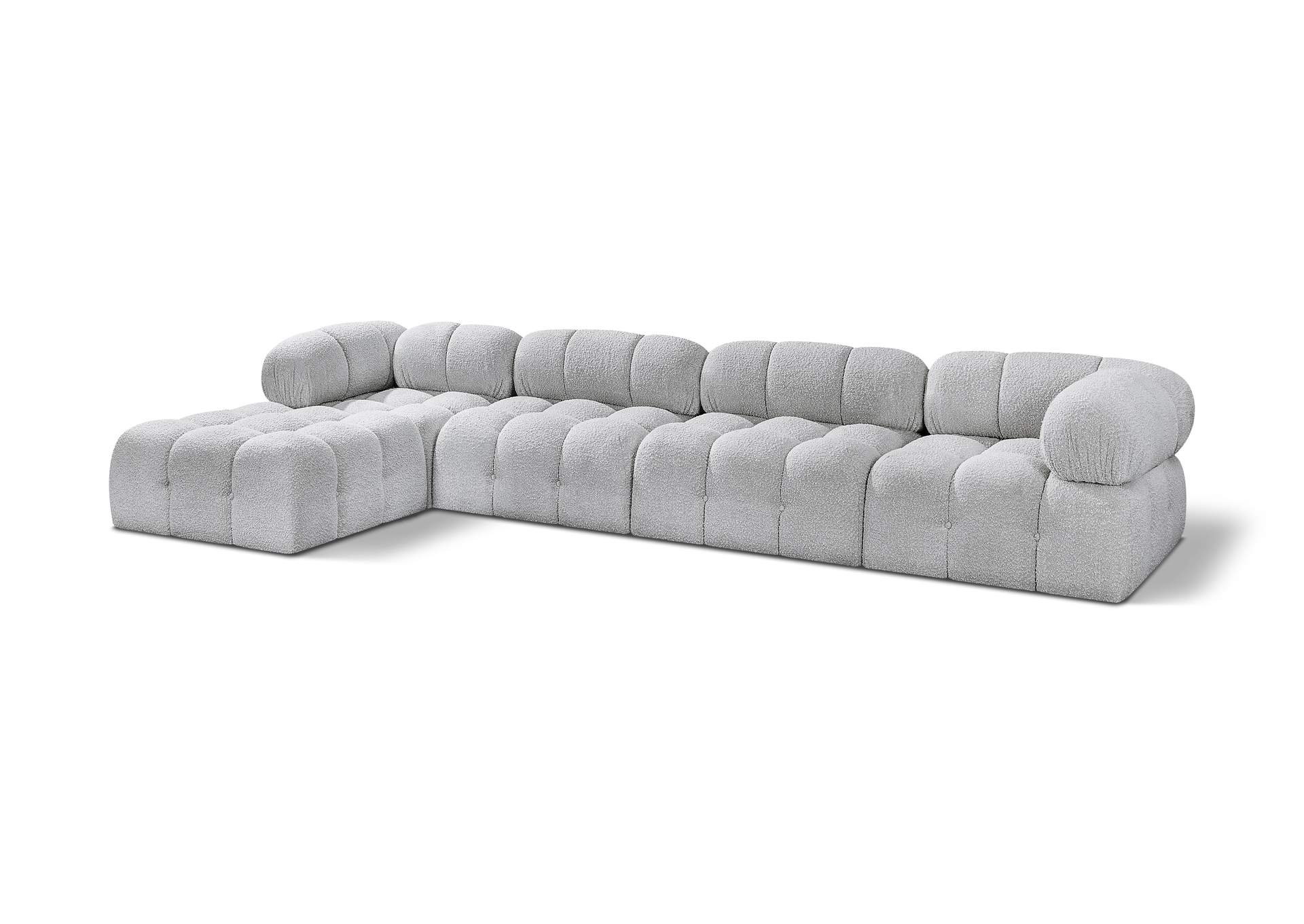 Ames Grey Boucle Fabric Modular Sectional,Meridian Furniture