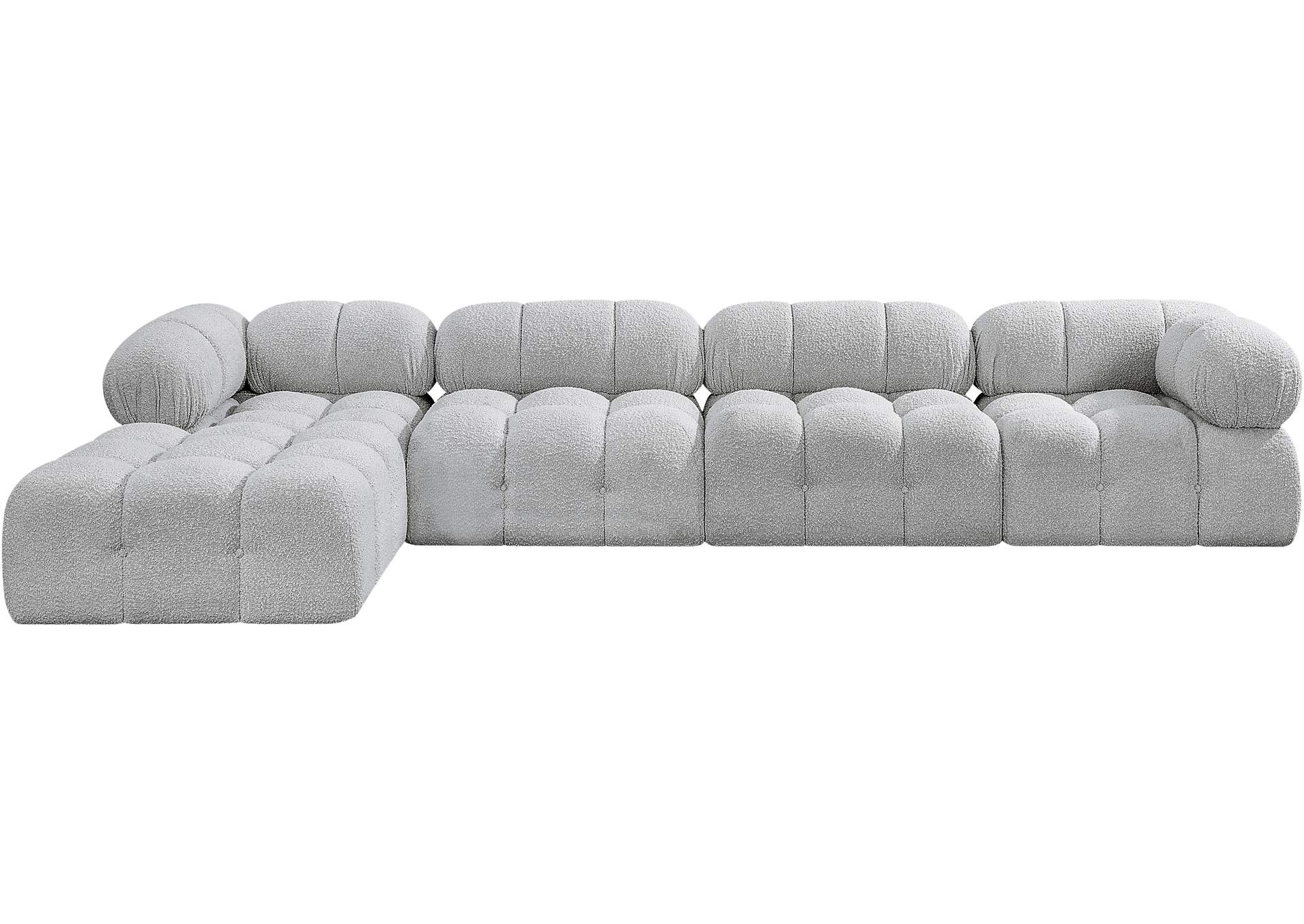 Ames Grey Boucle Fabric Modular Sectional,Meridian Furniture