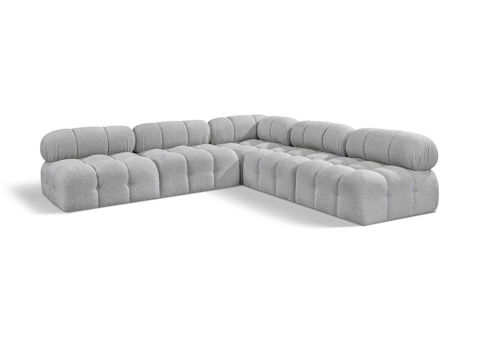 Ames Grey Boucle Fabric Modular Sectional,Meridian Furniture