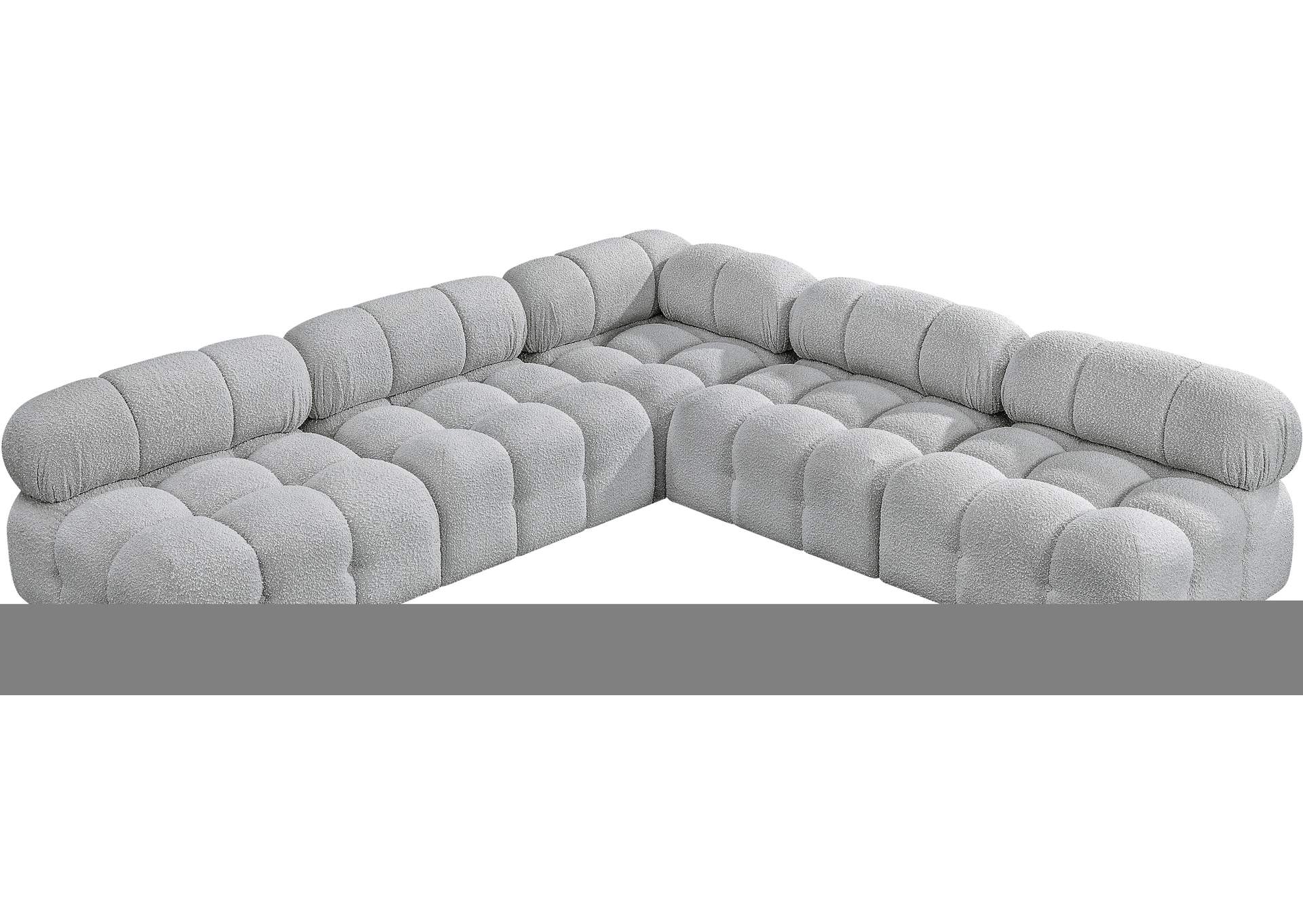 Ames Grey Boucle Fabric Modular Sectional,Meridian Furniture