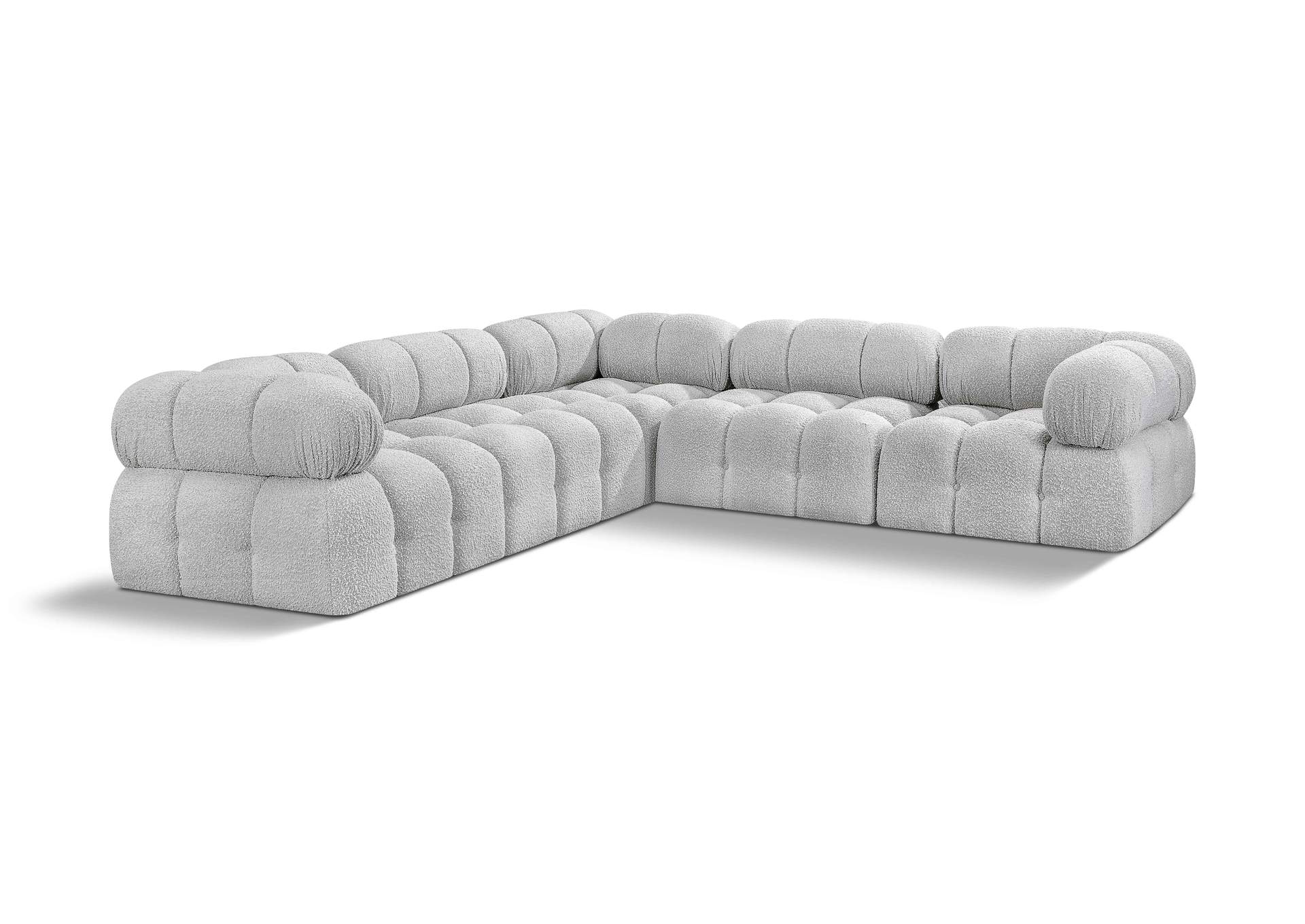 Ames Grey Boucle Fabric Modular Sectional,Meridian Furniture