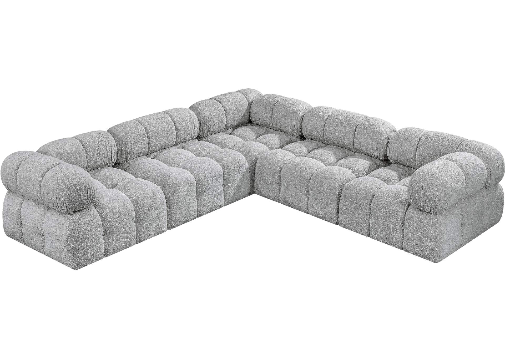 Ames Grey Boucle Fabric Modular Sectional,Meridian Furniture