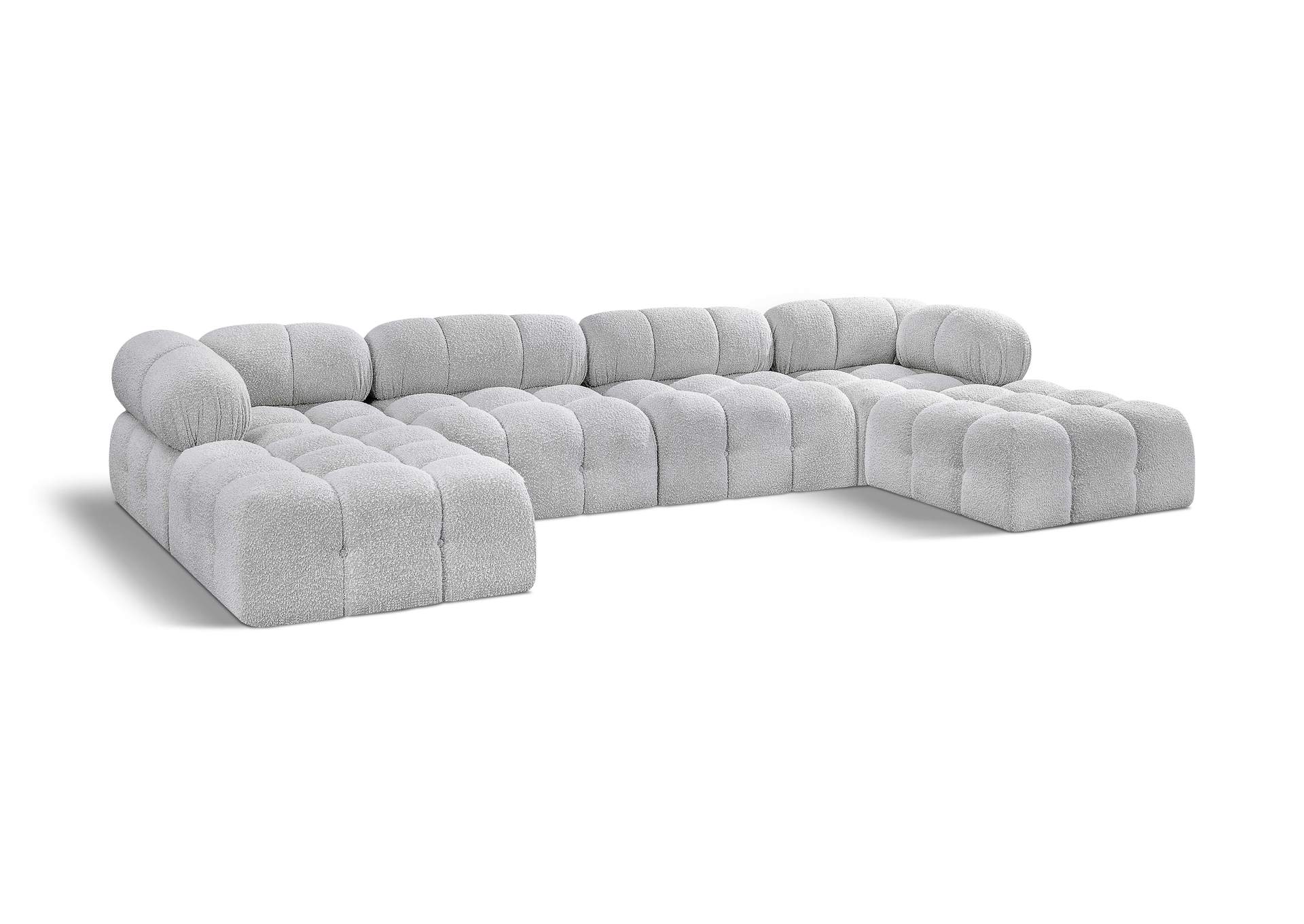 Ames Grey Boucle Fabric Modular Sectional,Meridian Furniture