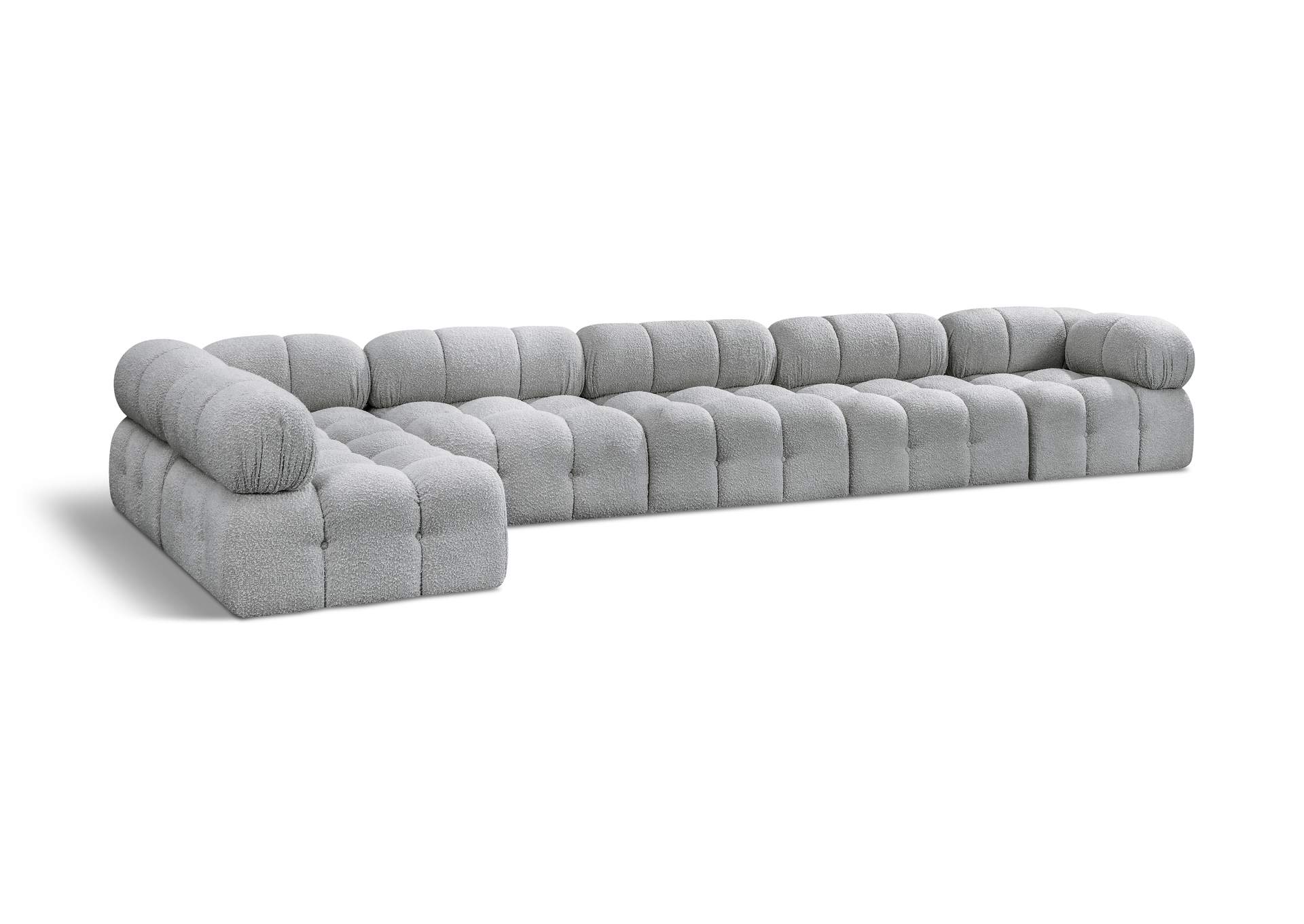 Ames Grey Boucle Fabric Modular Sectional,Meridian Furniture