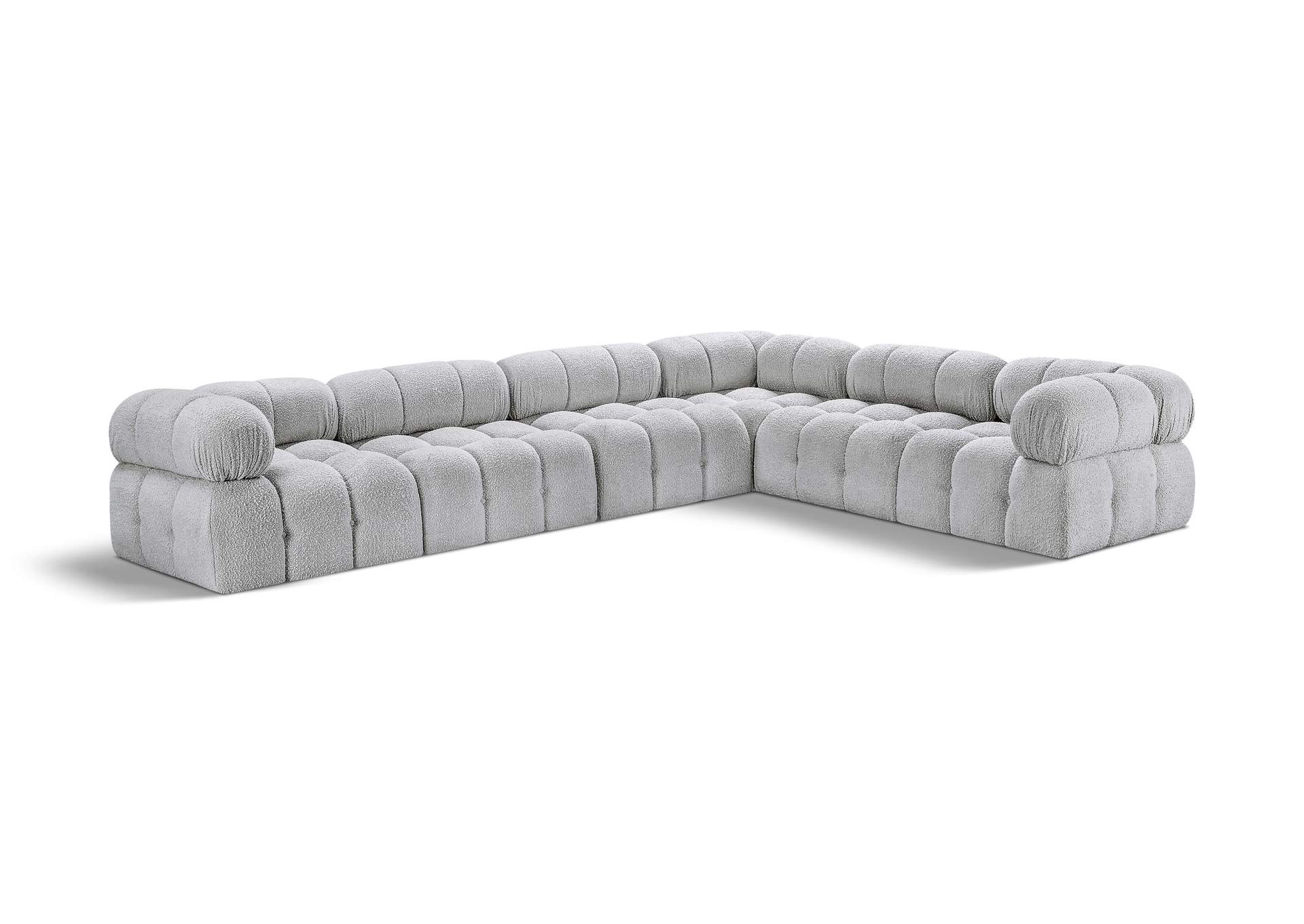 Ames Grey Boucle Fabric Modular Sectional,Meridian Furniture