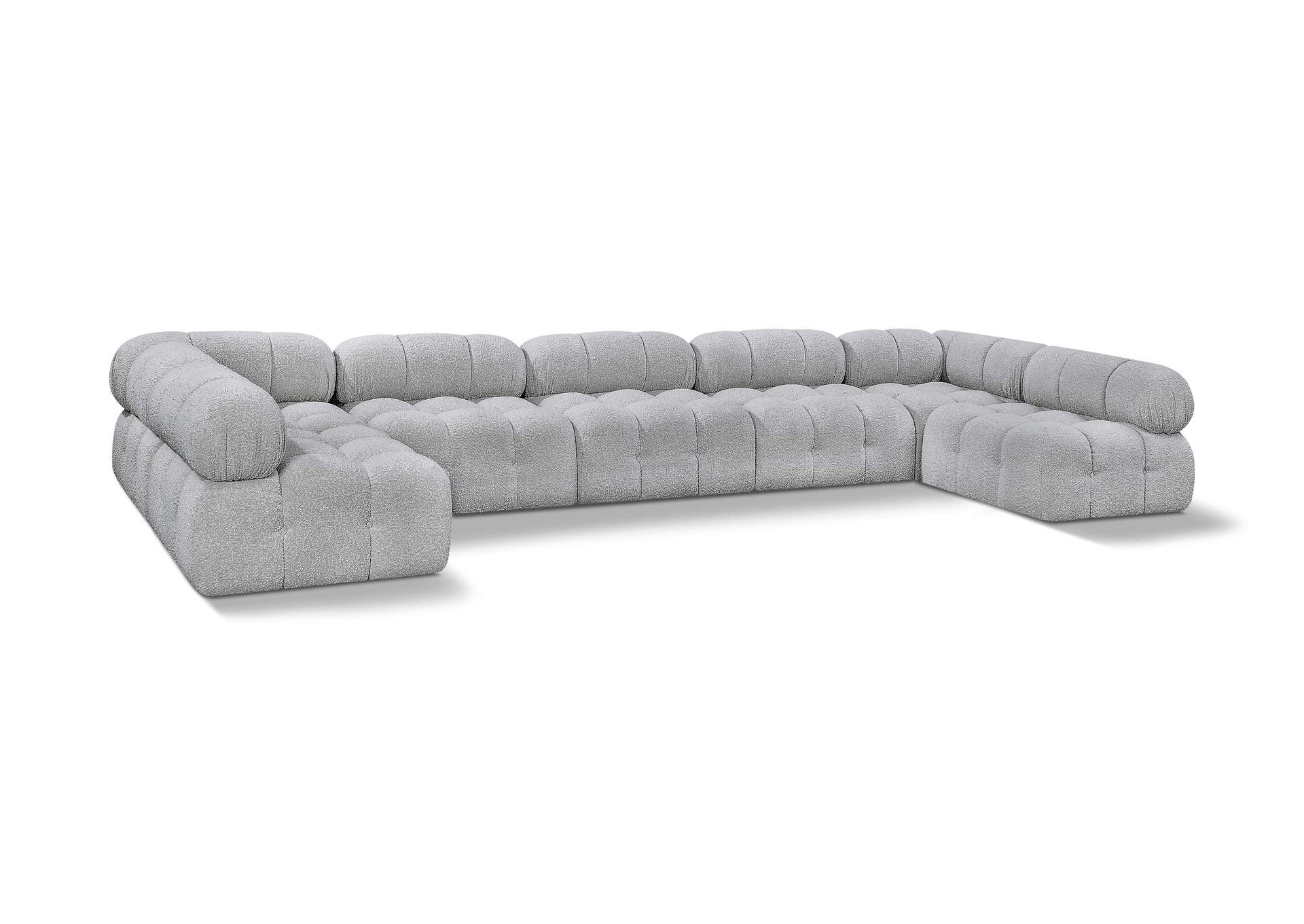 Ames Grey Boucle Fabric Modular Sectional,Meridian Furniture