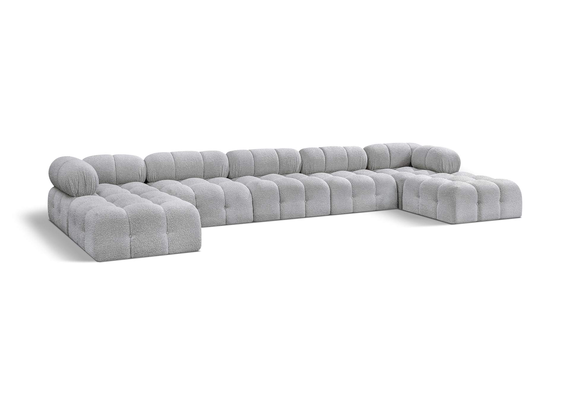 Ames Grey Boucle Fabric Modular Sectional,Meridian Furniture