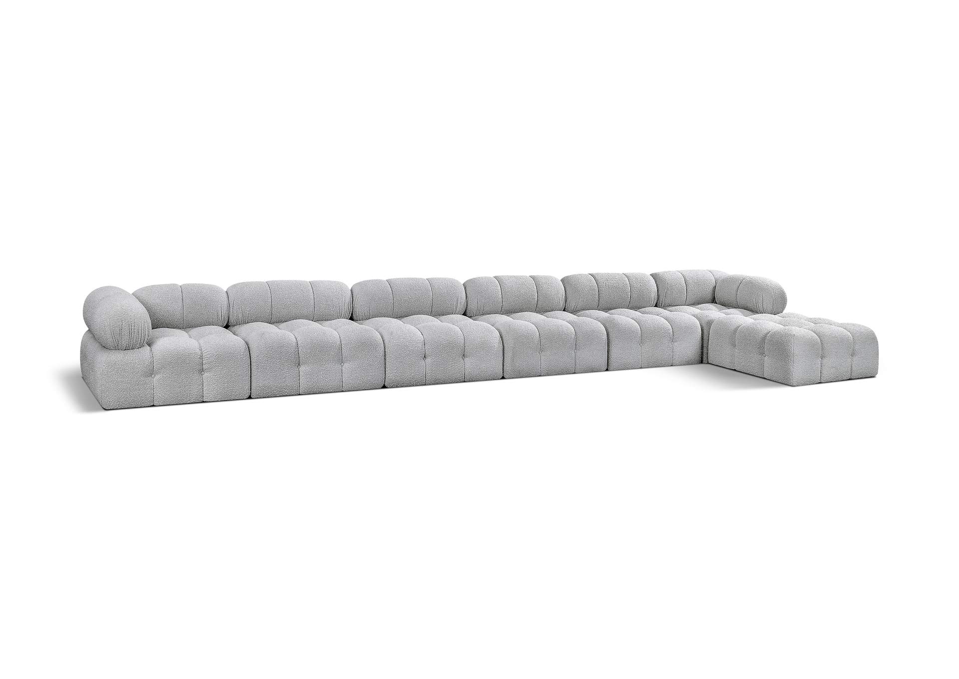 Ames Grey Boucle Fabric Modular Sectional,Meridian Furniture