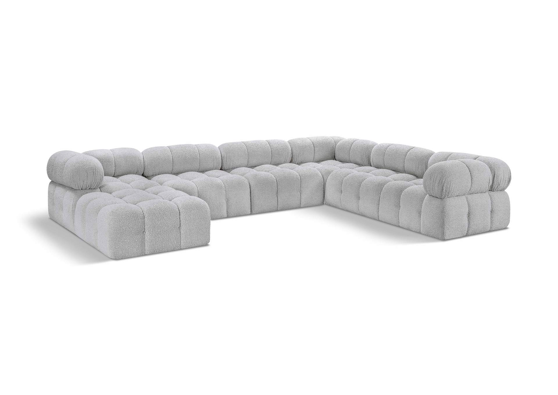 Ames Grey Boucle Fabric Modular Sectional,Meridian Furniture