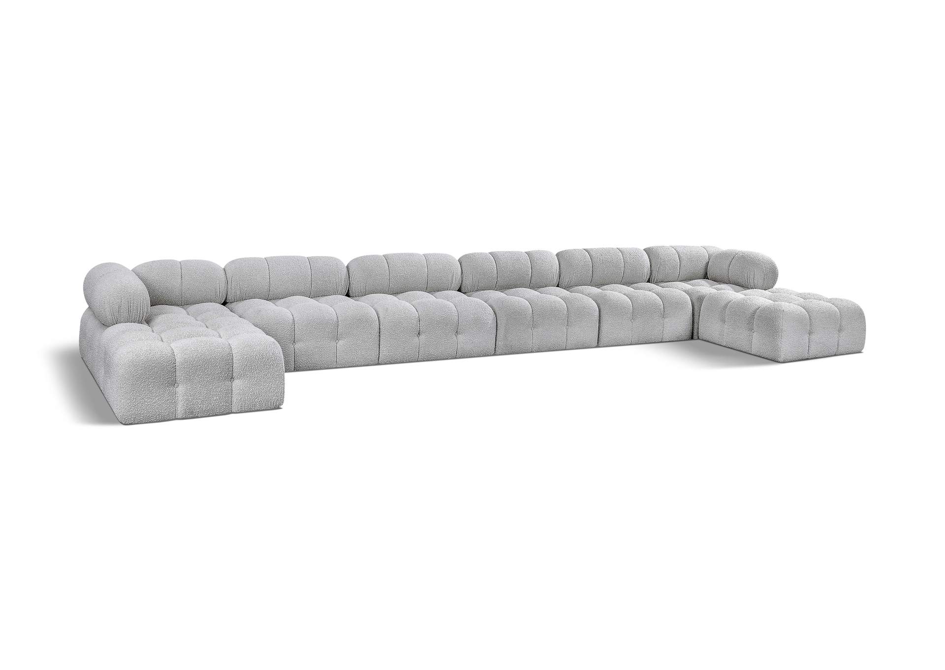 Ames Grey Boucle Fabric Modular Sectional,Meridian Furniture