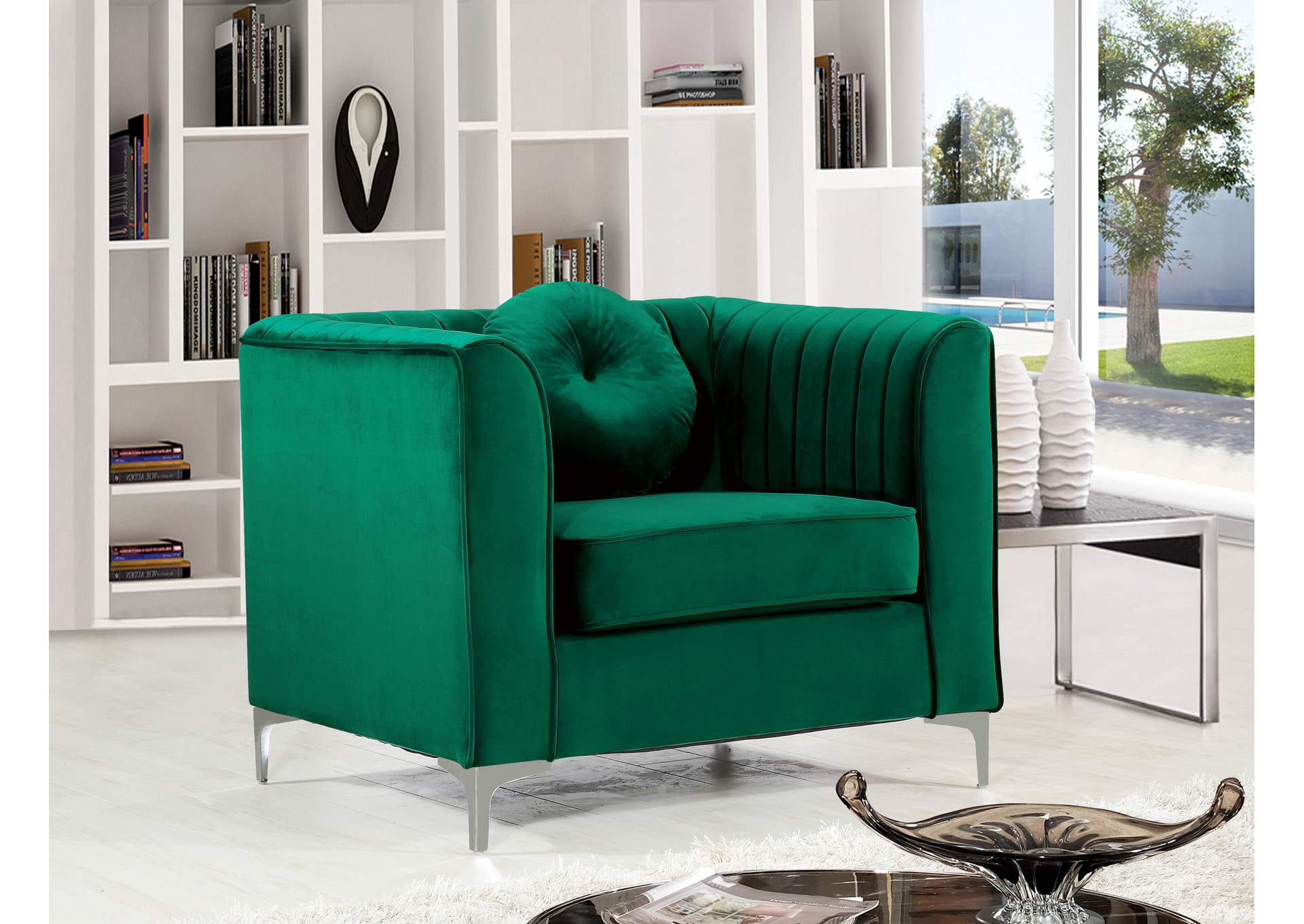 Isabelle Green Velvet Chair,Meridian Furniture