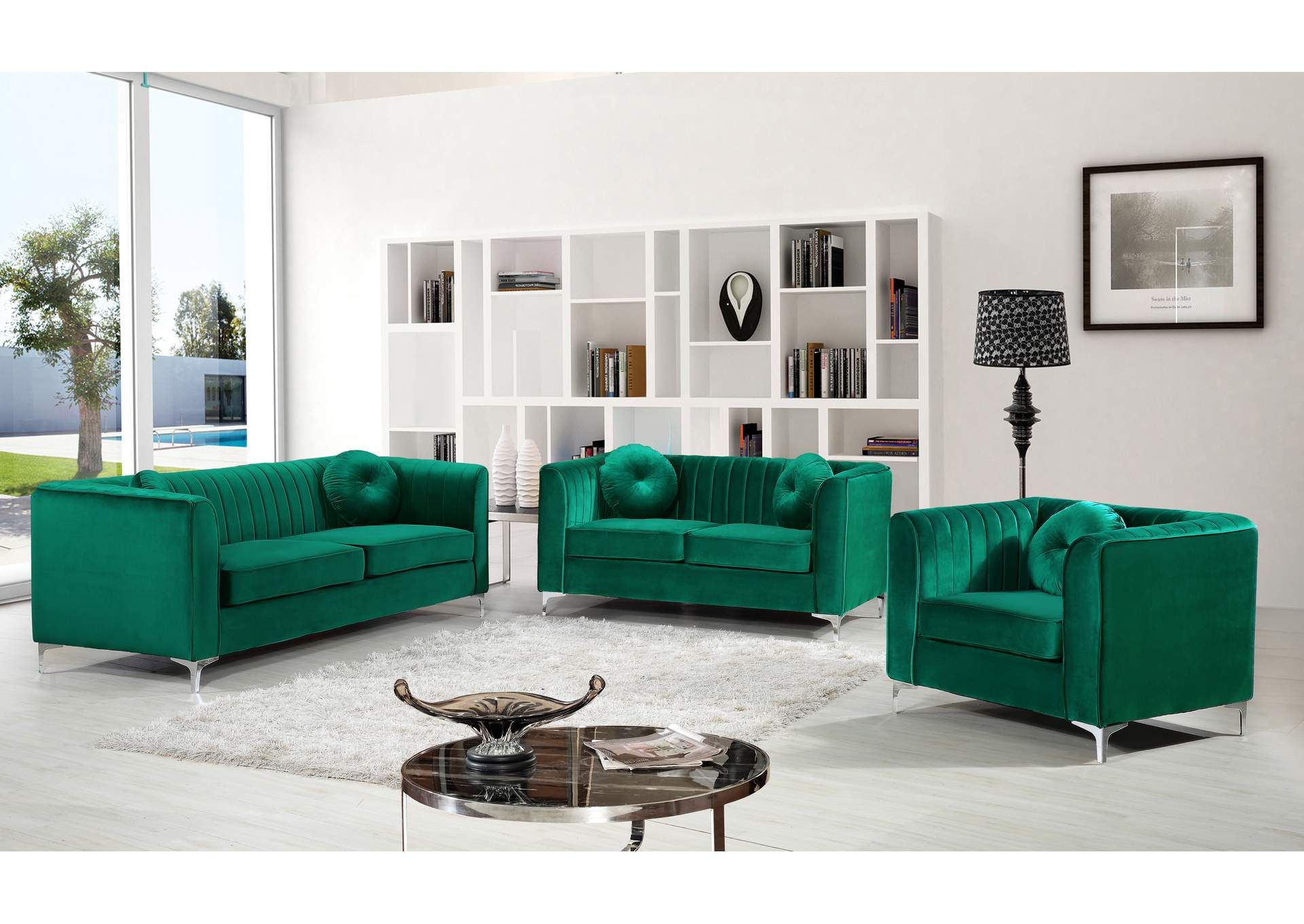 Isabelle Green Velvet Chair,Meridian Furniture