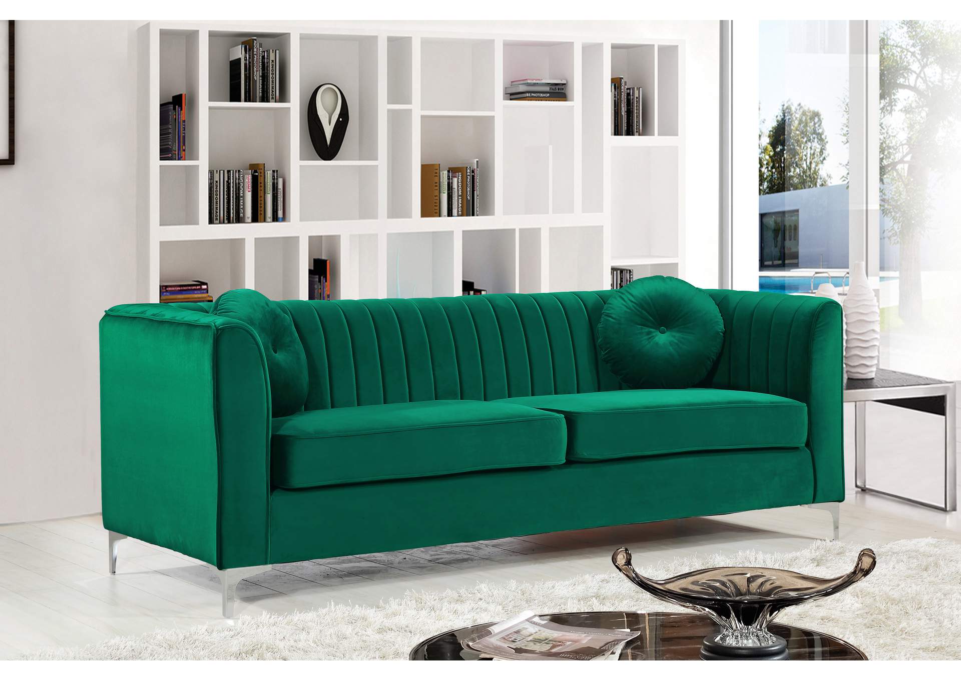 Isabelle Green Velvet Sofa,Meridian Furniture