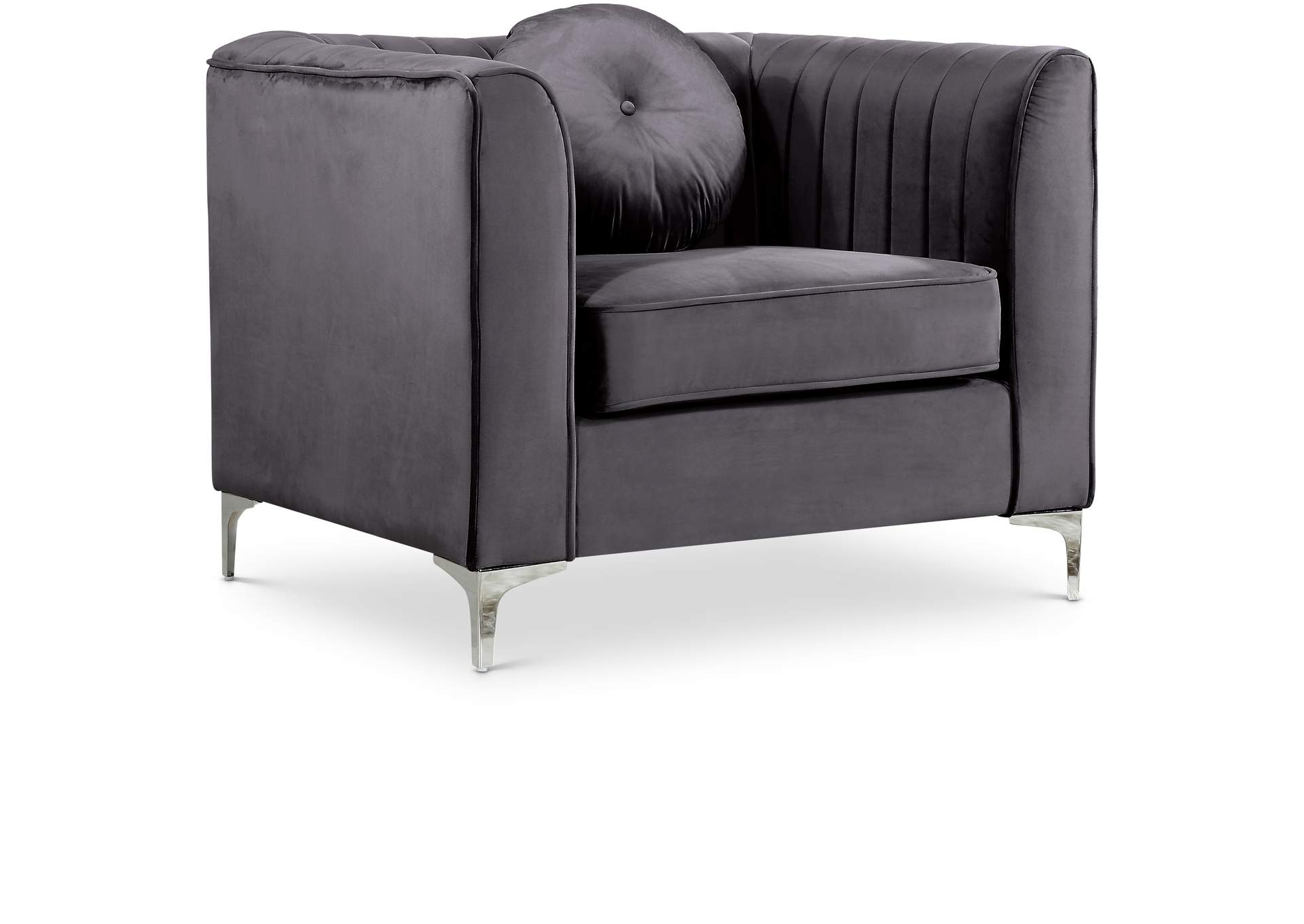 Isabelle Grey Velvet Chair,Meridian Furniture