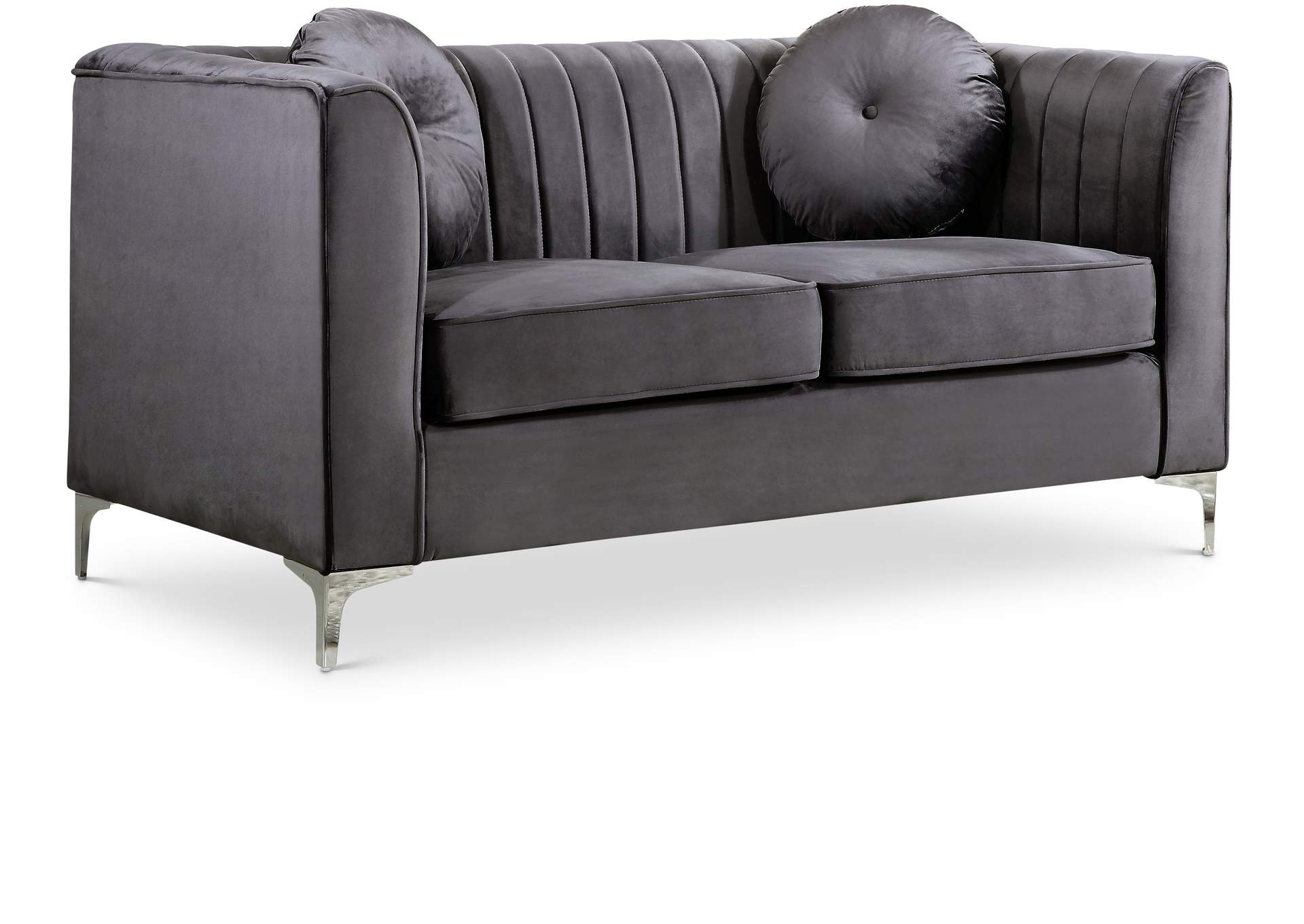 Isabelle Grey Velvet Loveseat,Meridian Furniture