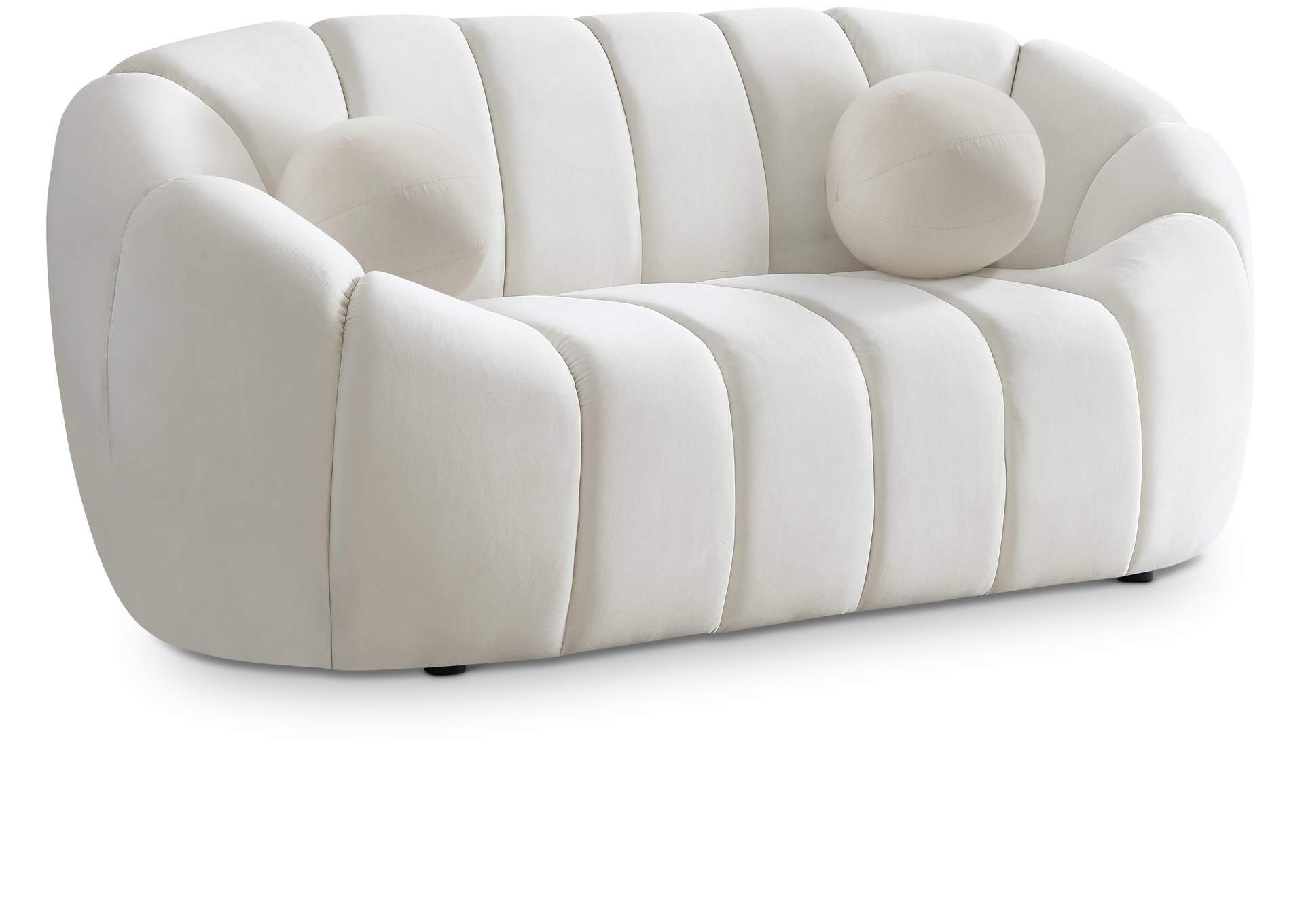 Elijah Cream Velvet Loveseat,Meridian Furniture