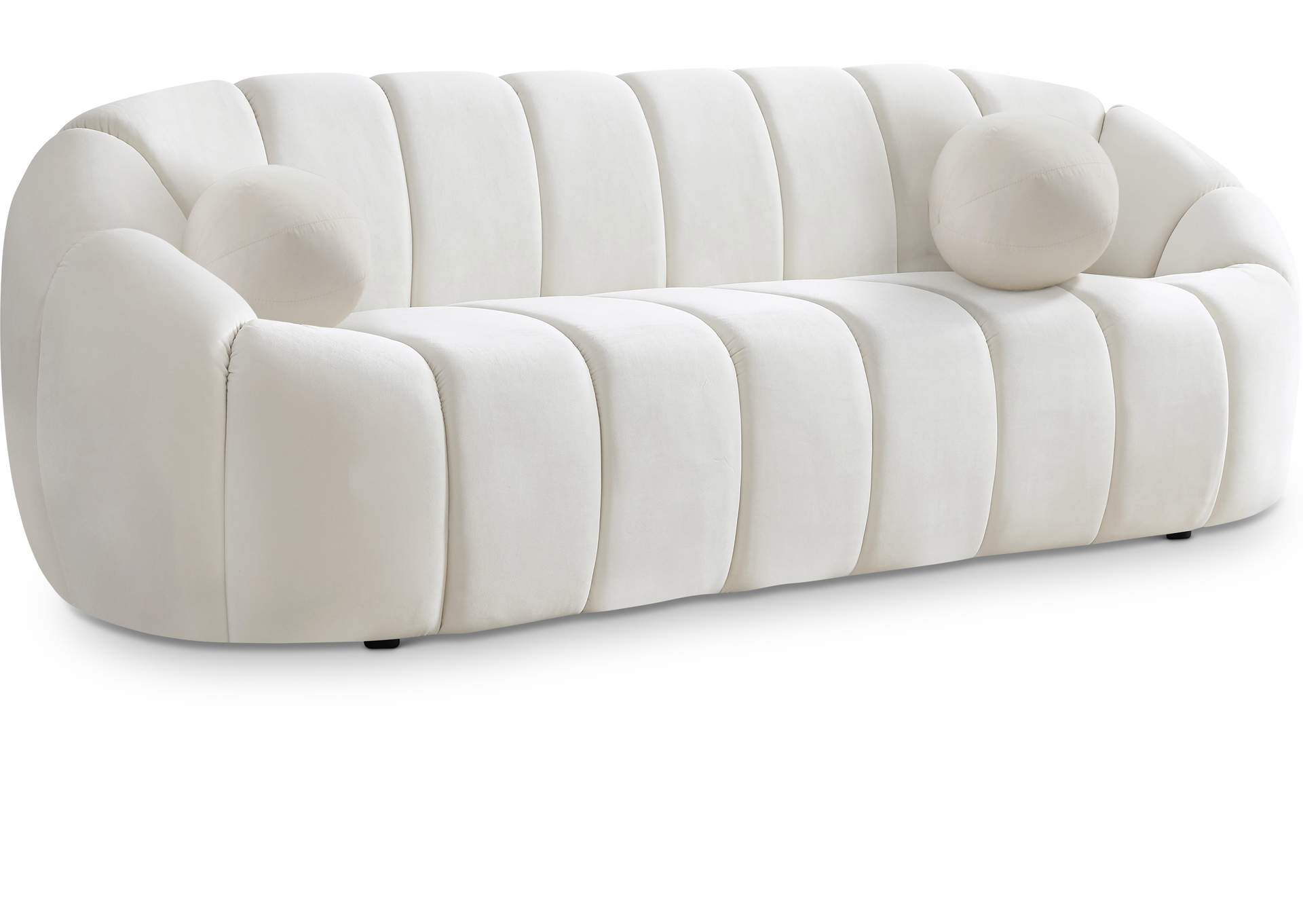 Elijah Cream Velvet Sofa,Meridian Furniture