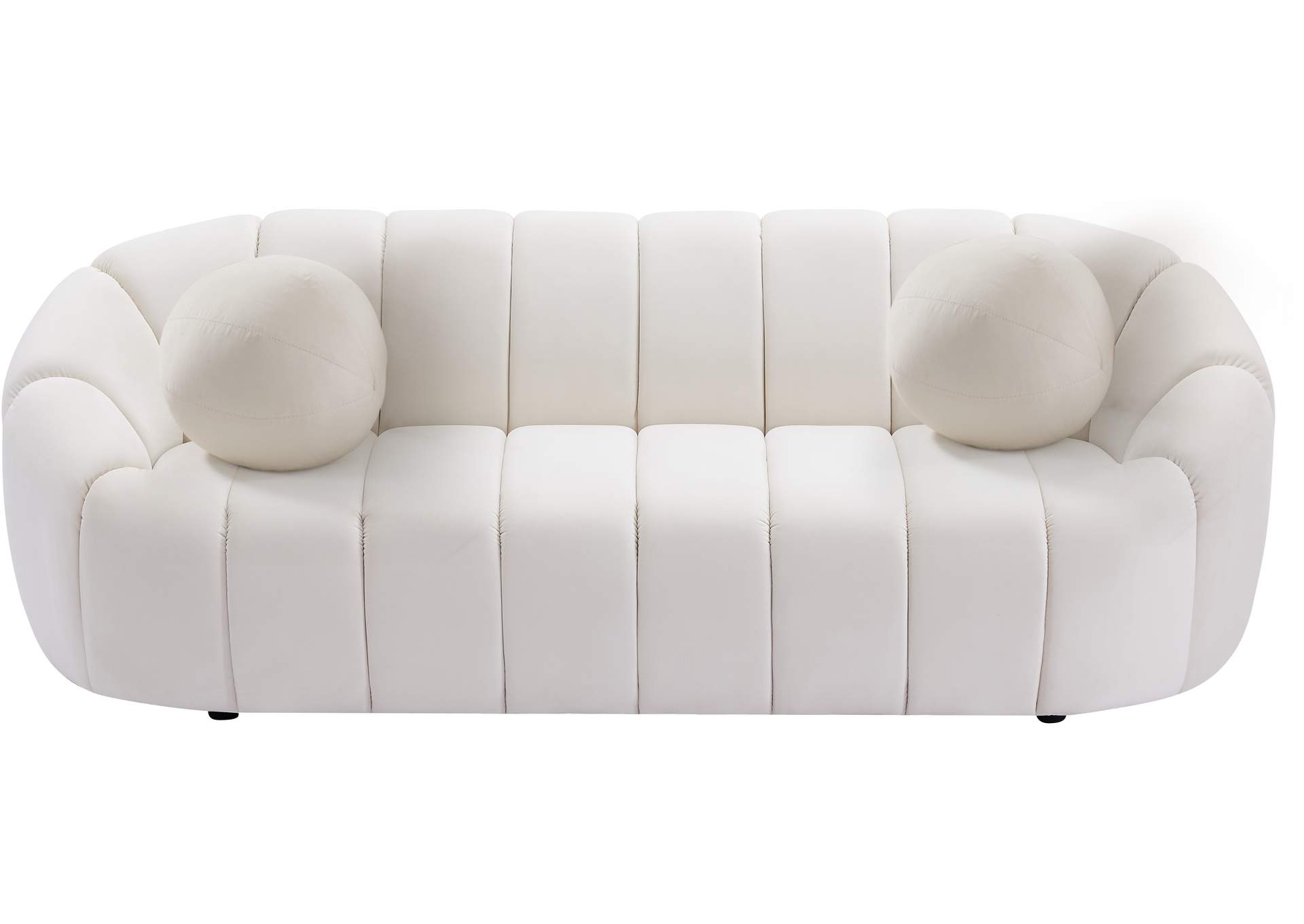 Elijah Cream Velvet Sofa,Meridian Furniture