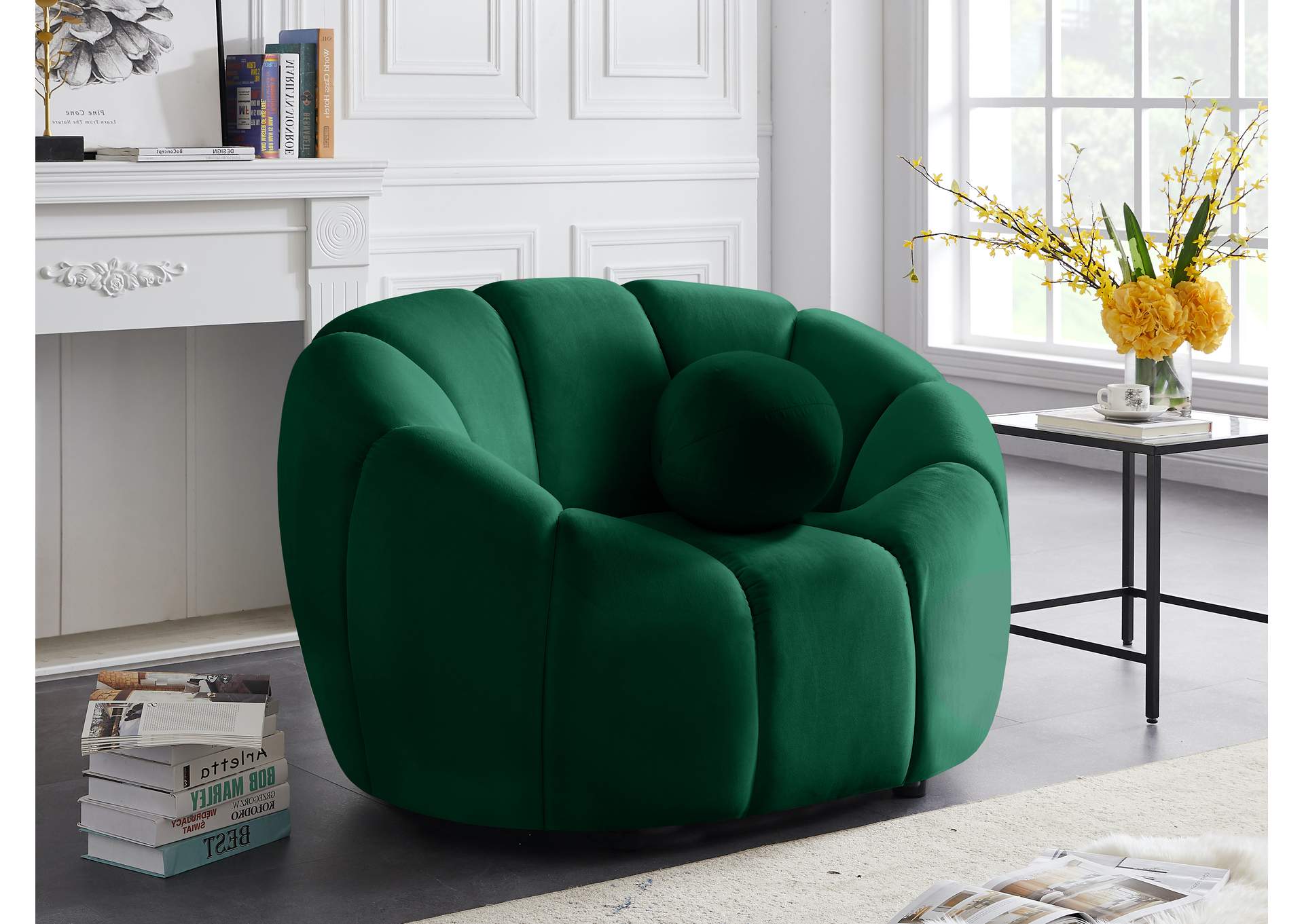 Elijah Green Velvet Chair,Meridian Furniture