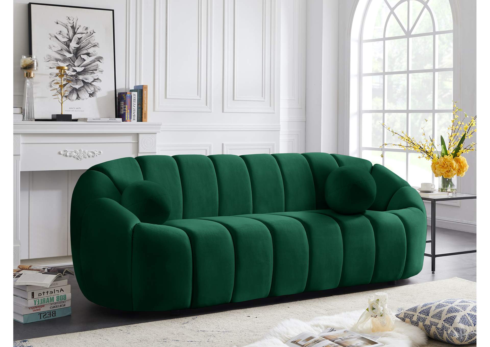 Elijah Green Velvet Sofa,Meridian Furniture