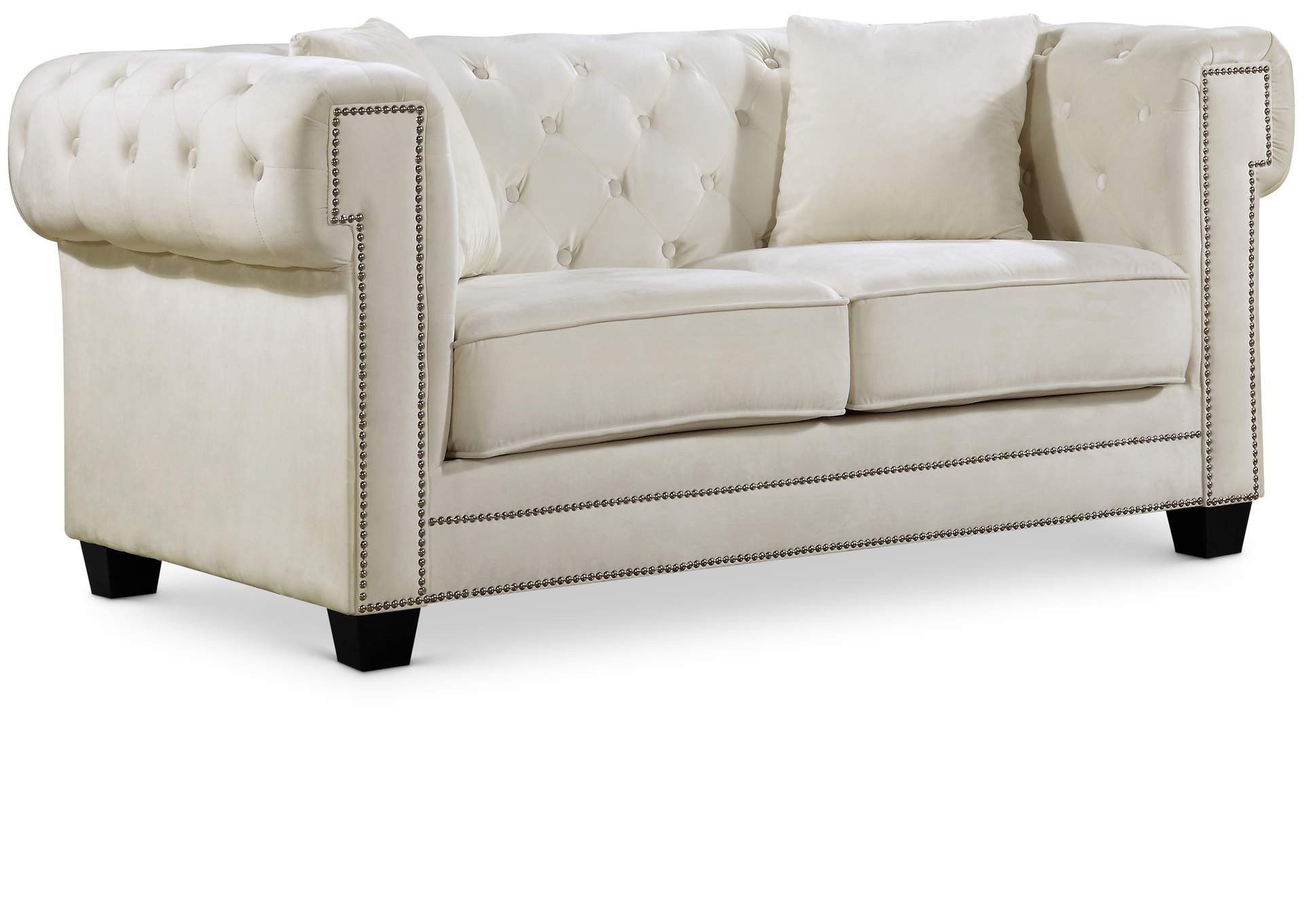 Bowery Cream Velvet Loveseat,Meridian Furniture