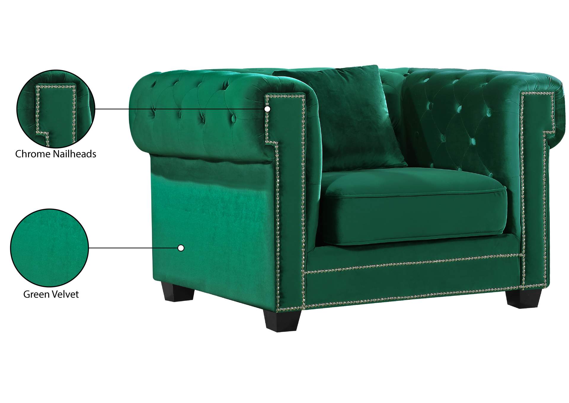 Bowery Green Velvet Chair,Meridian Furniture