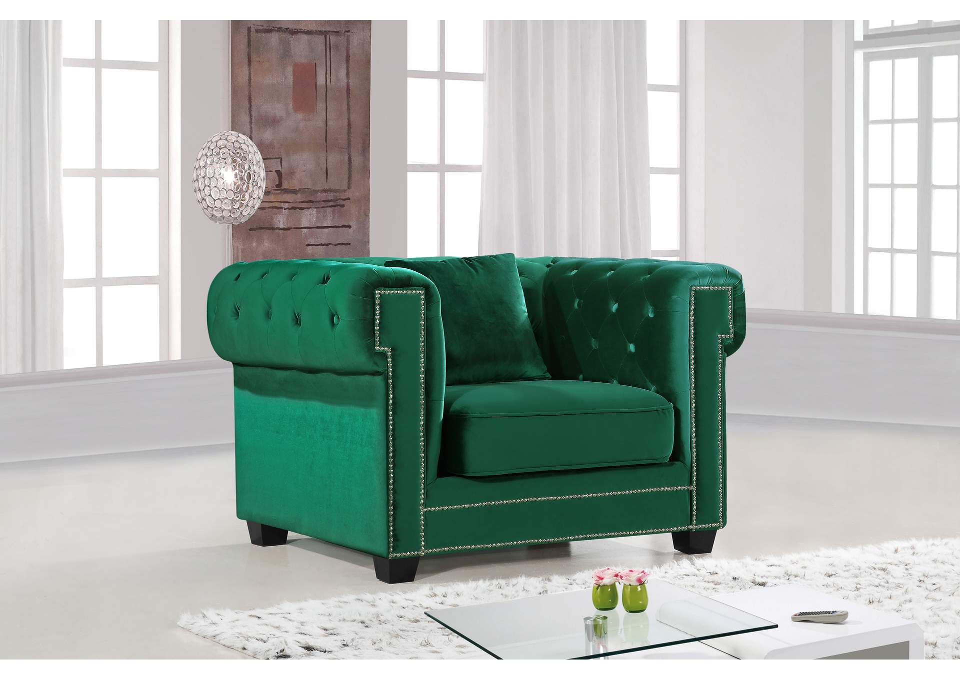 Bowery Green Velvet Chair,Meridian Furniture